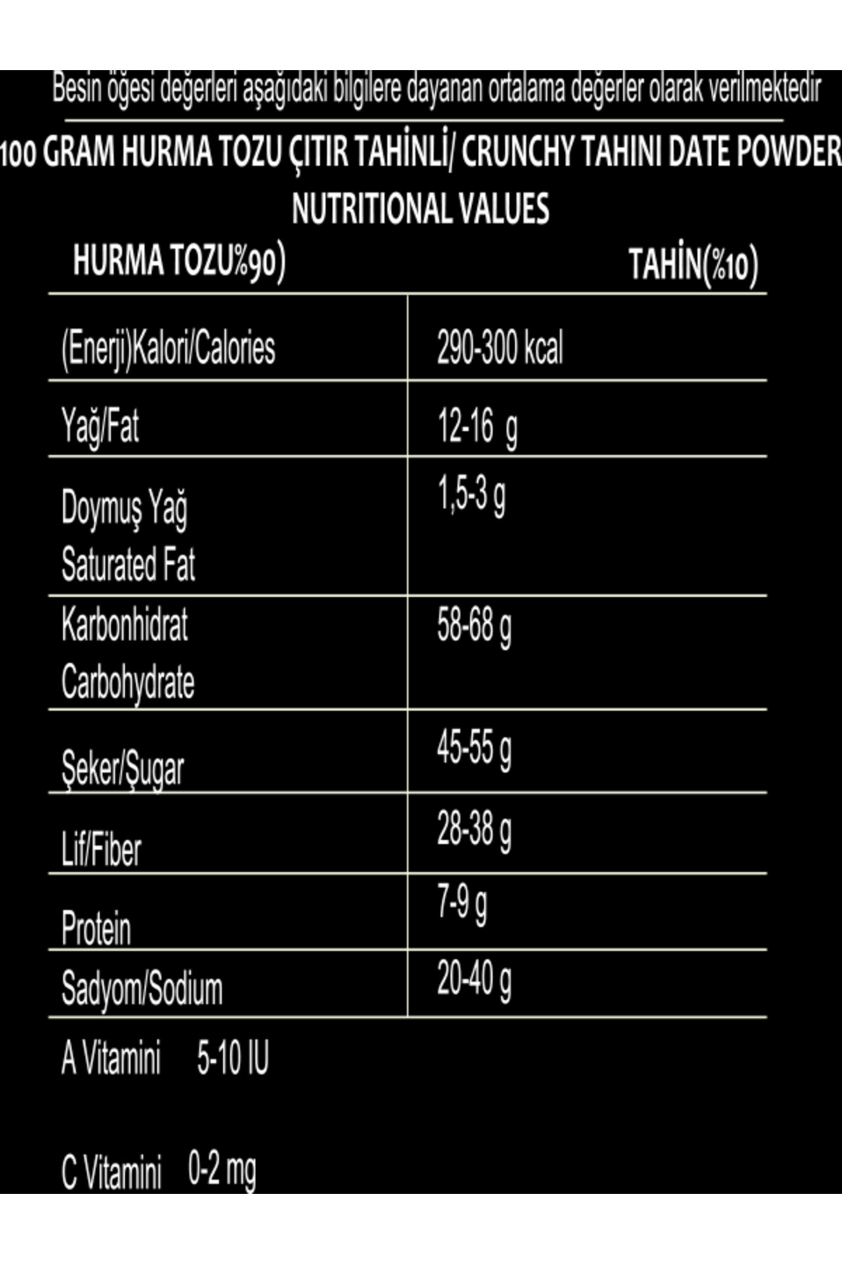Hurma Tozu Çıtır Tahinli 150 Gr