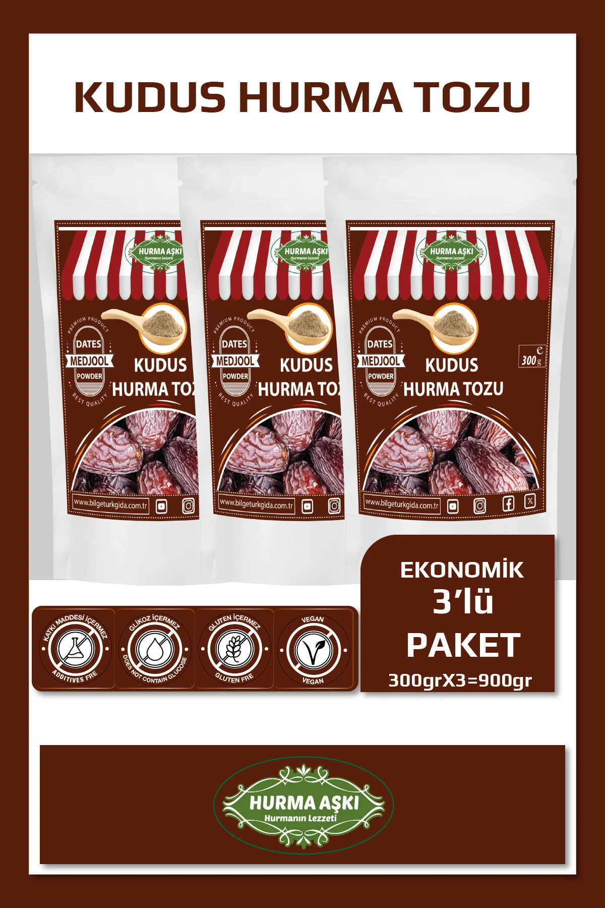 Hurma Tozu Kudus 300GrX3=900Gr Hurma Tozu Kudus 300GrX3=900Gr