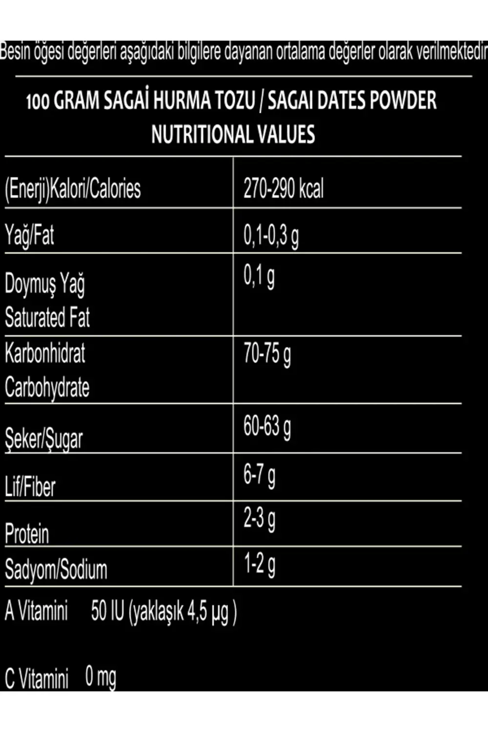 Hurma Tozu Sagai 300 Gr