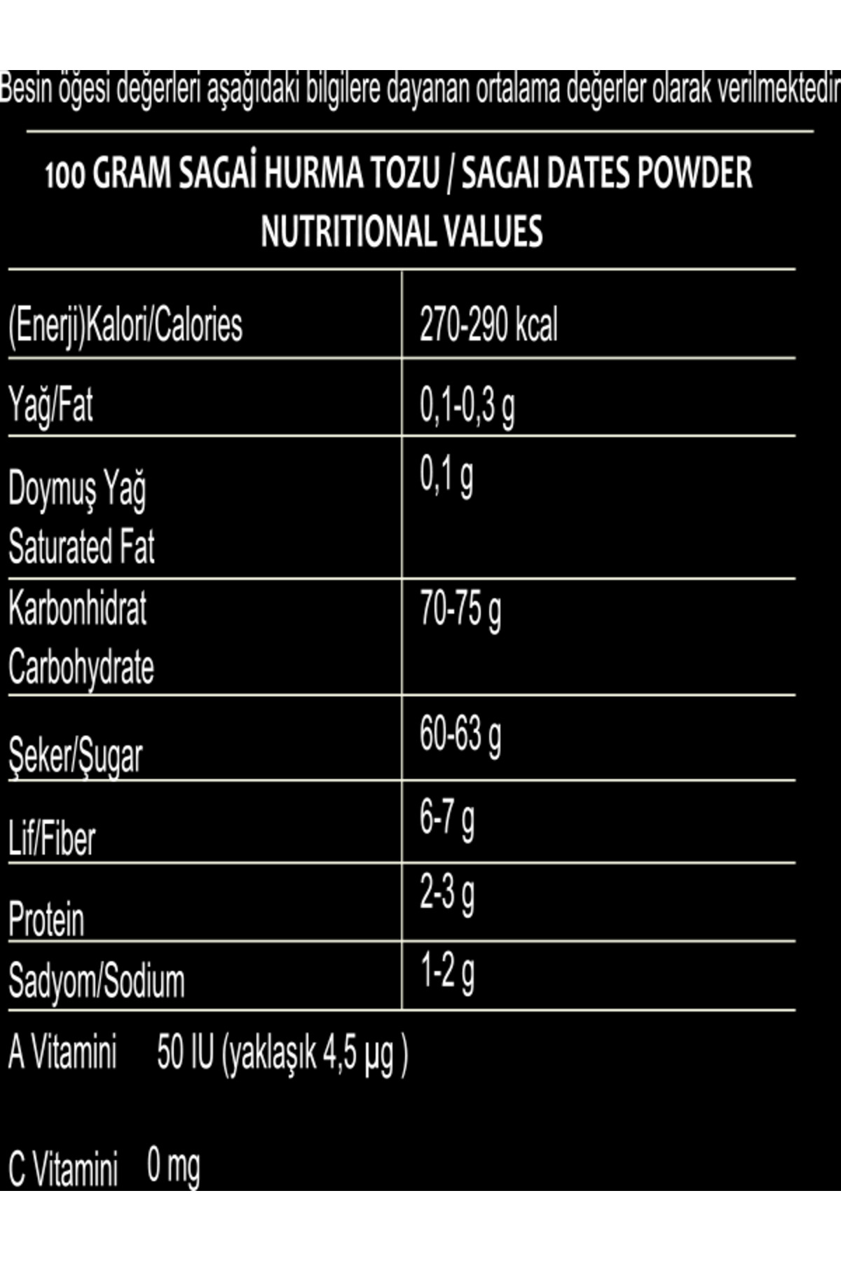 Hurma Tozu Sagai 300 Gr