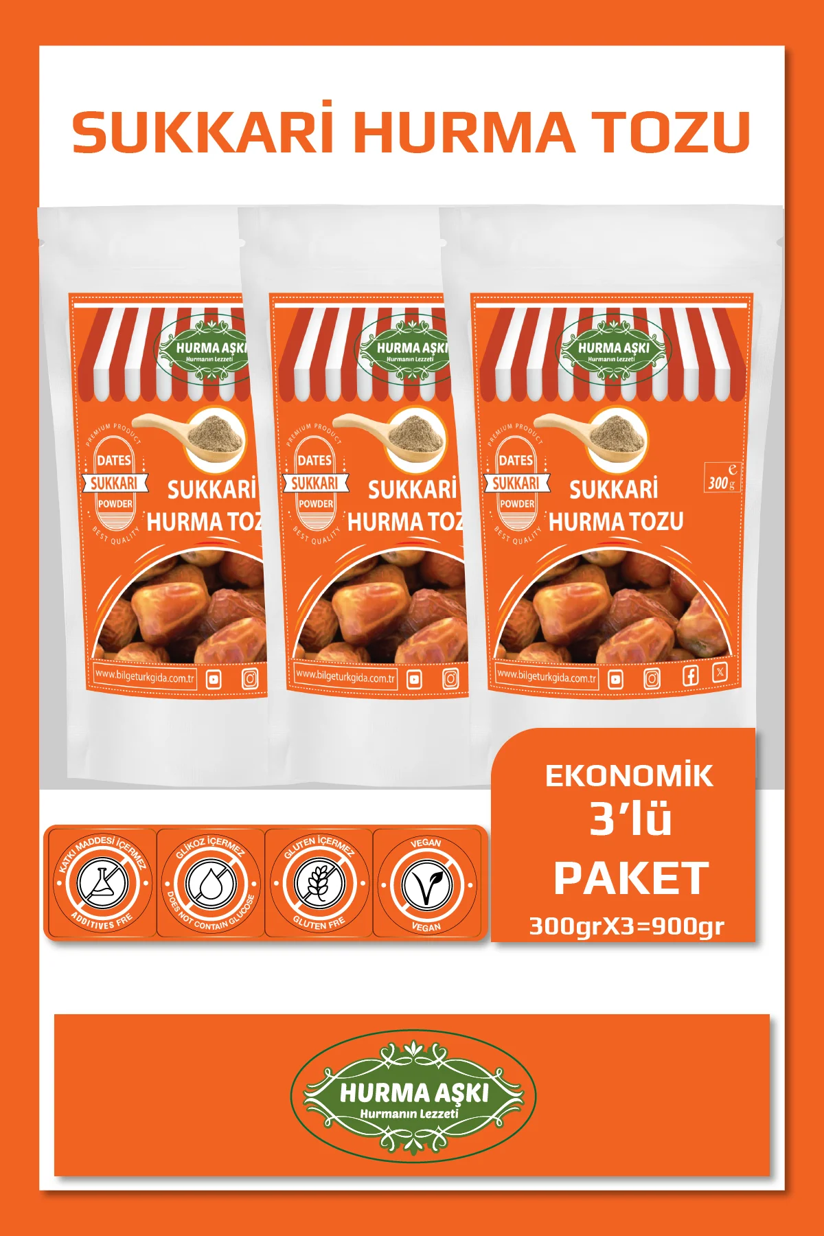 Hurma Tozu Sukkari 300GrX3=900Gr Hurma Tozu Sukkari 300GrX3=900Gr