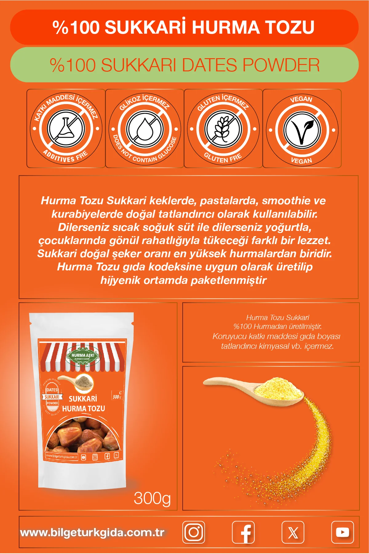 Hurma Tozu Sukkari 300GrX3=900Gr Hurma Tozu Sukkari 300GrX3=900Gr - Görsel 2