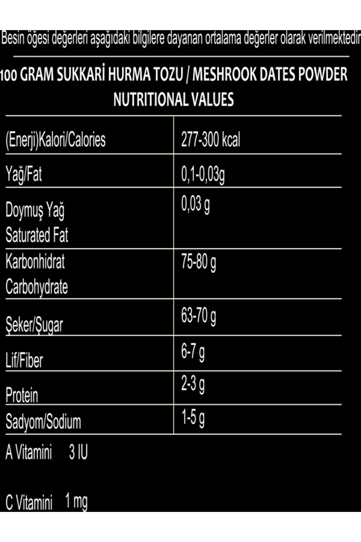 Hurma Tozu Sukkari 300GrX3=900Gr