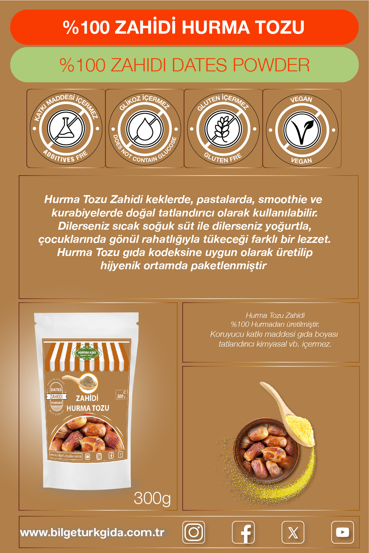 Hurma Tozu Zahidi 300 Gr