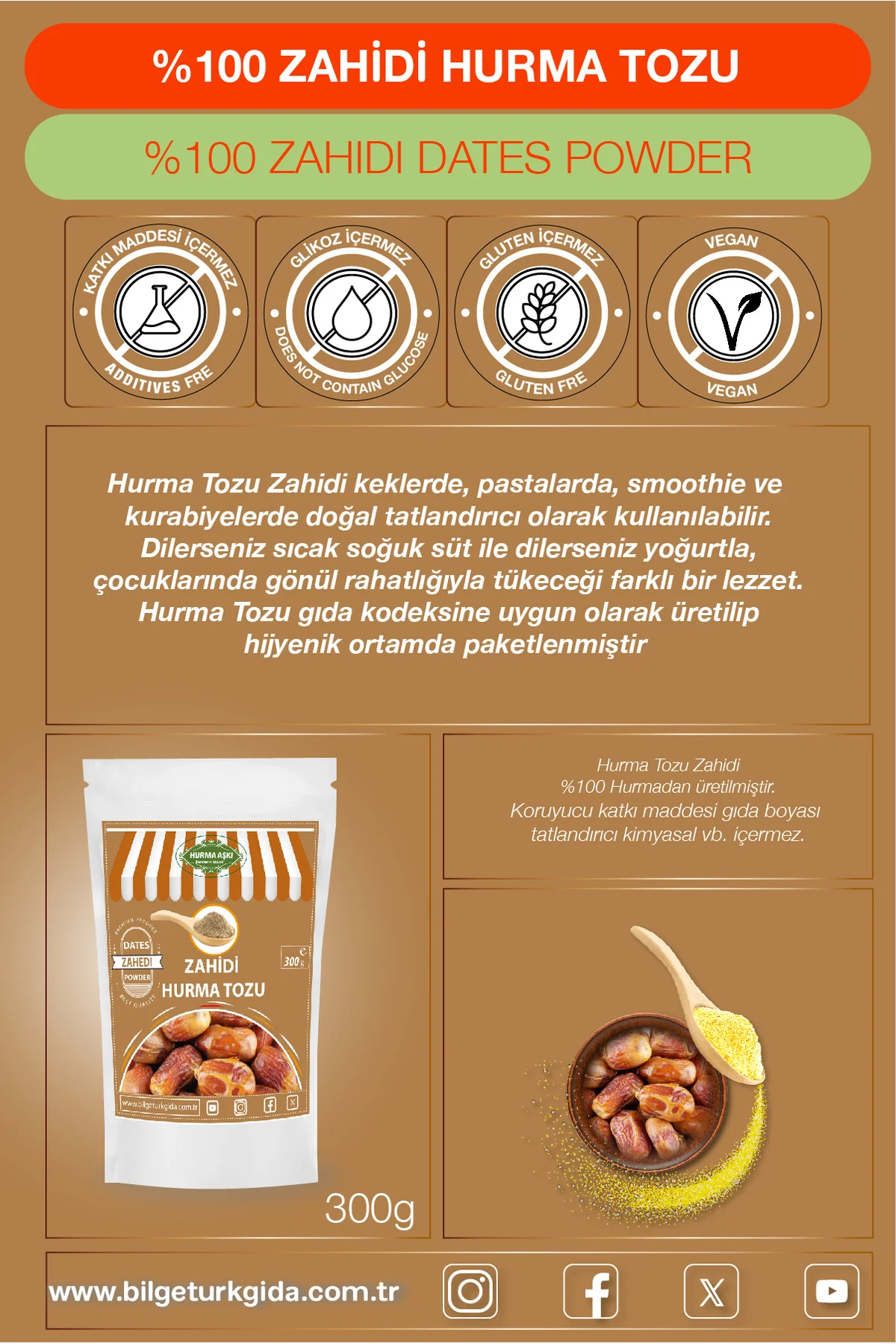 Hurma Tozu Zahidi 300GrX3=900Gr Hurma Tozu Zahidi 300GrX3=900Gr - Görsel 2