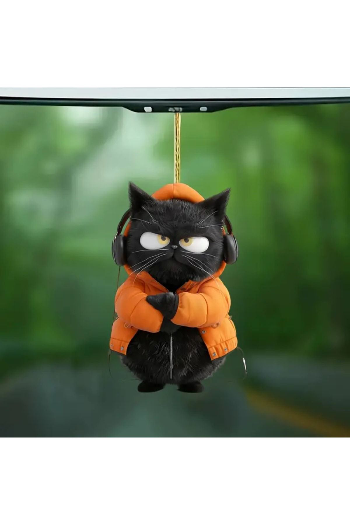 Dodemert Home Huysuz Siyah Kedi Akrilik Anahtarlik & Çanta Süsü & Araç Dikiz Ay