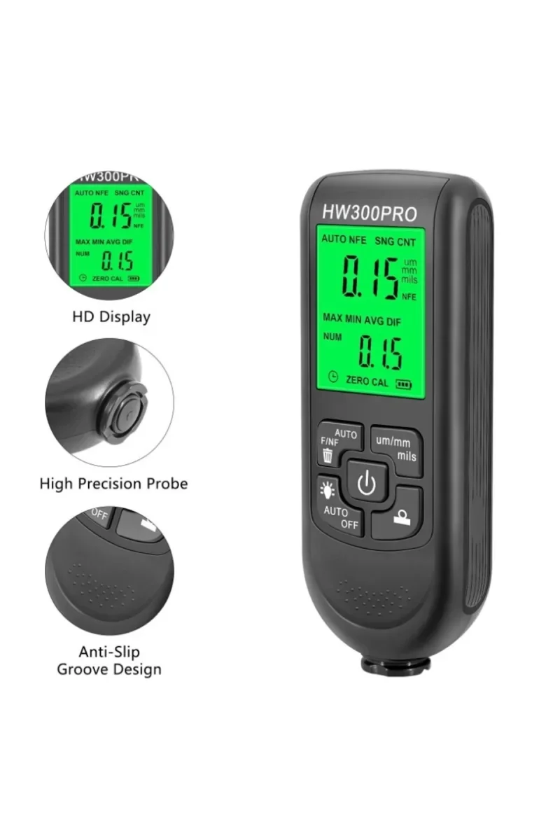HW-300PRO Araba Boyası Film Otomatik Kalınlık Ölçer 0-2000UM Fe &amp; NFe Kaplama Kalınlık Test Cihazı M ( Lisinya )