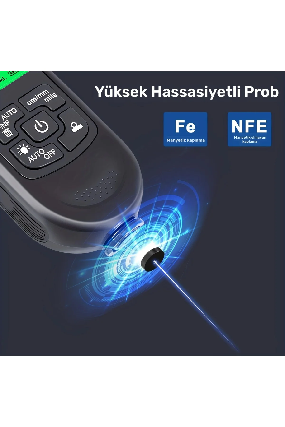 Hw-300pro Oto Boya Kalınlık Ölçer Fe Nfe 2000µm + 2 Fonksiyonlu B