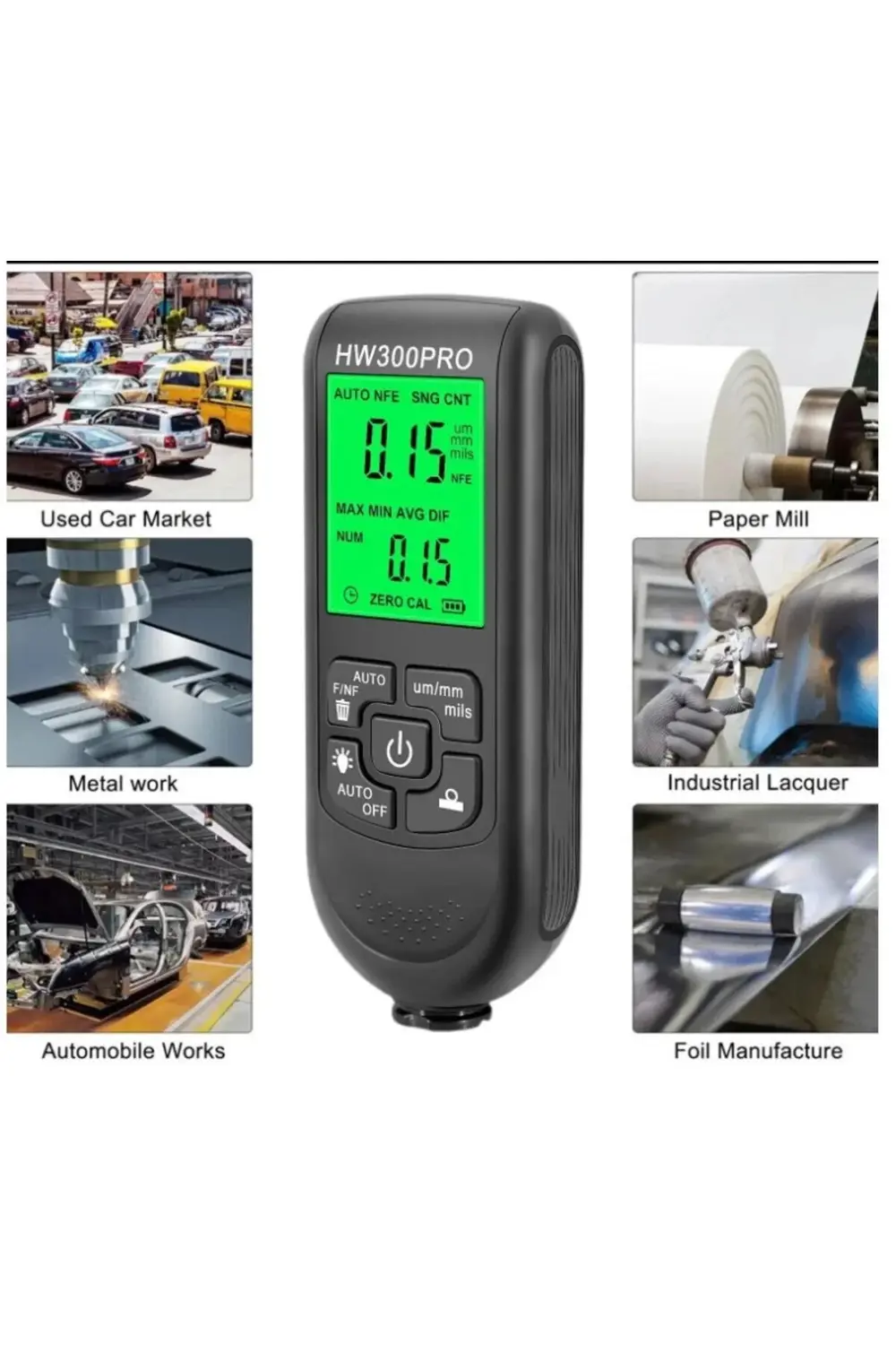 Hw-300pro Oto Boya Kalınlık Ölçer 0-2000µm Fe & Nfe Kaplama Kalın