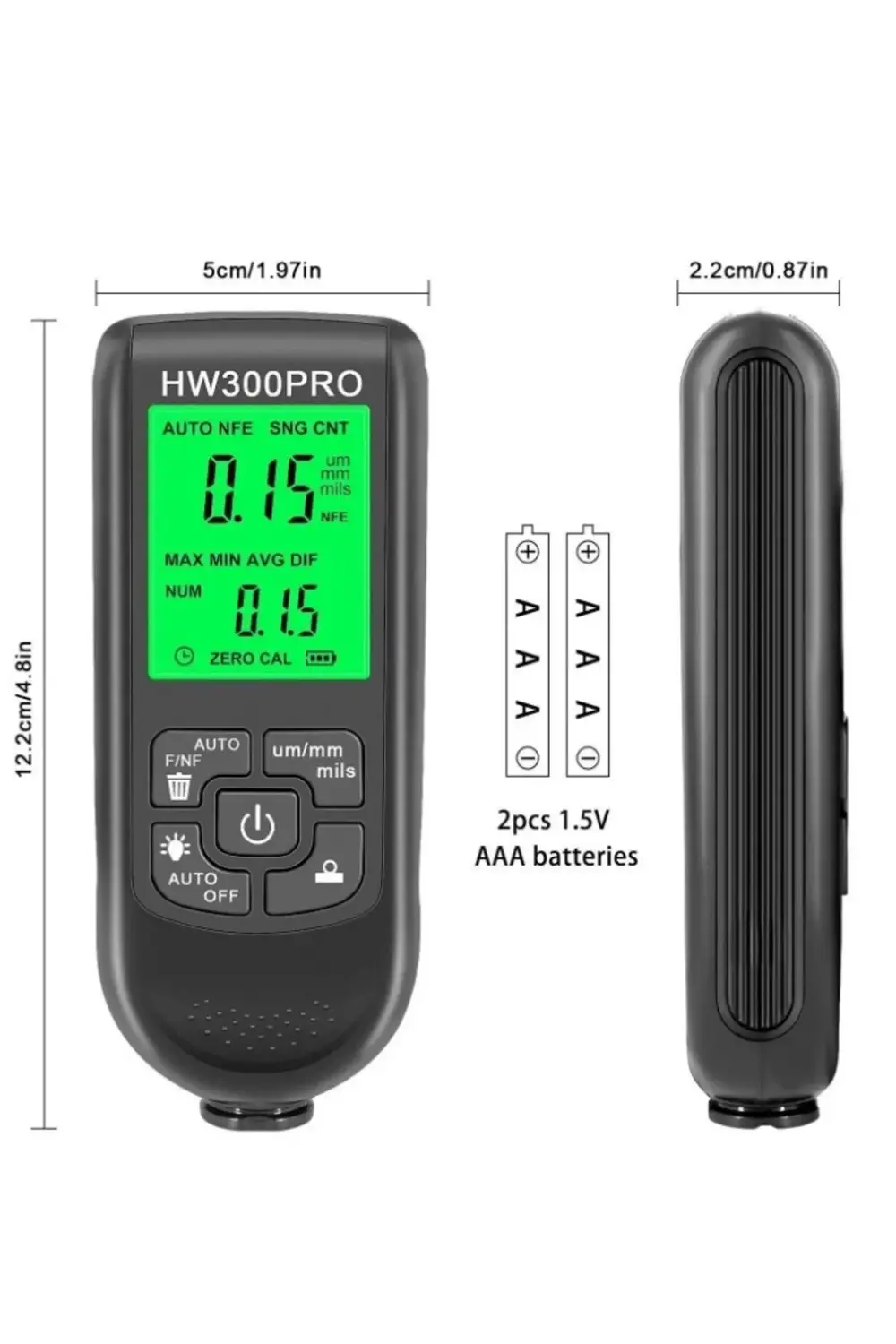 Hw-300pro Oto Boya Kalınlık Ölçer Fe Nfe 2000µm + 2 Fonksiyonlu B