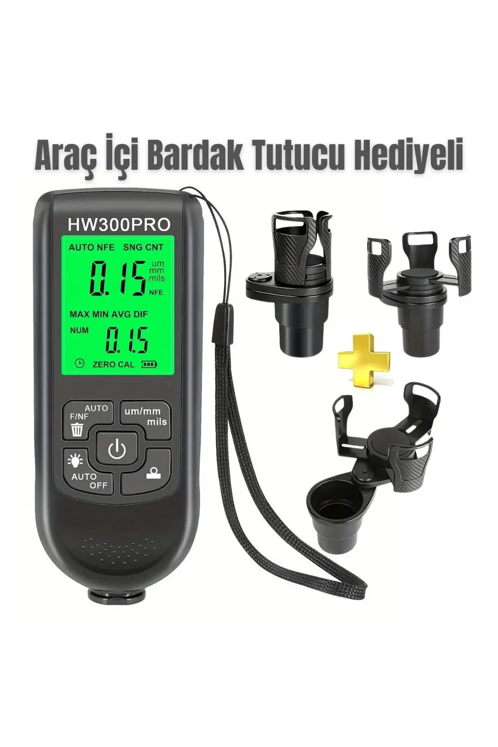 Hw-300pro Oto Boya Kalınlık Ölçer Fe Nfe 2000µm + 2 Fonksiyonlu B