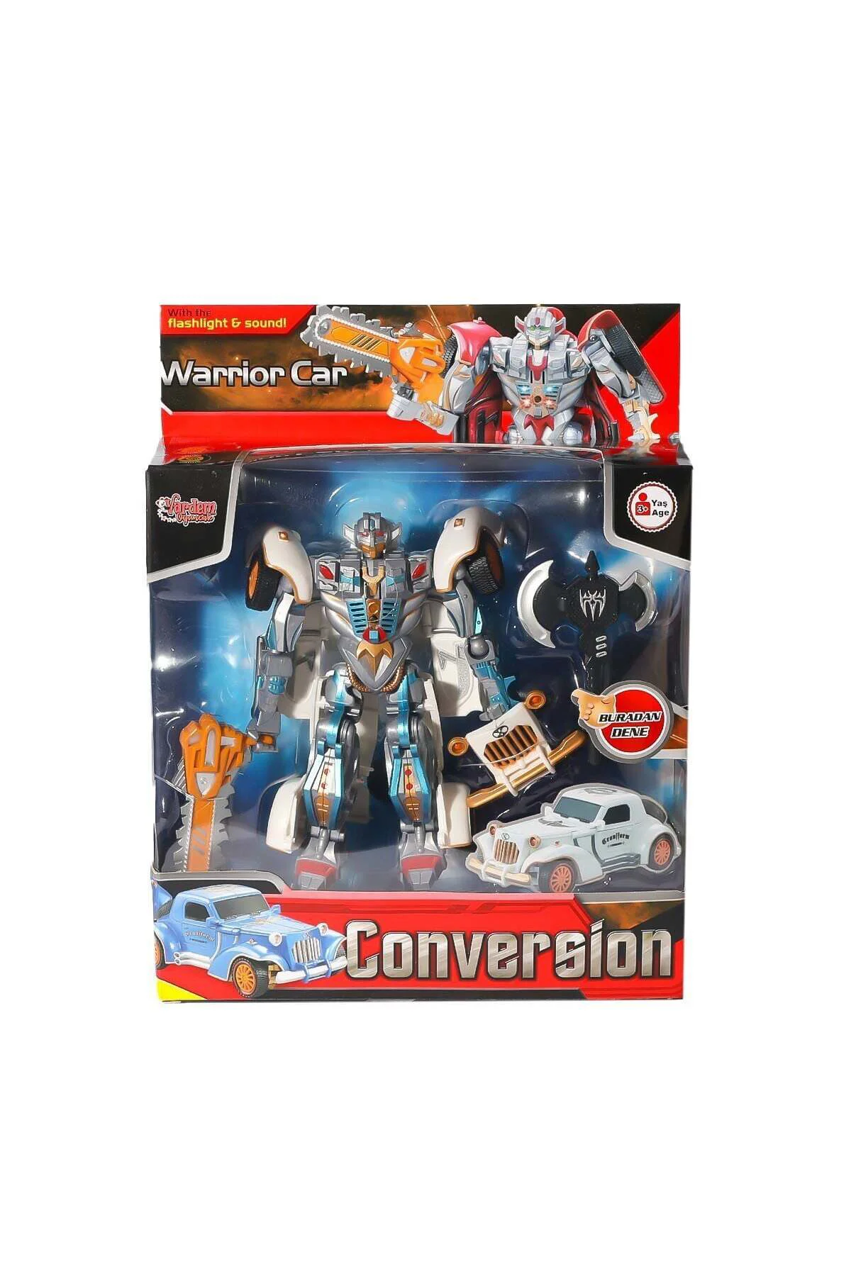 Hw-668-1-2 Işıklı Dönüşebilen Robot Araba-Vardem