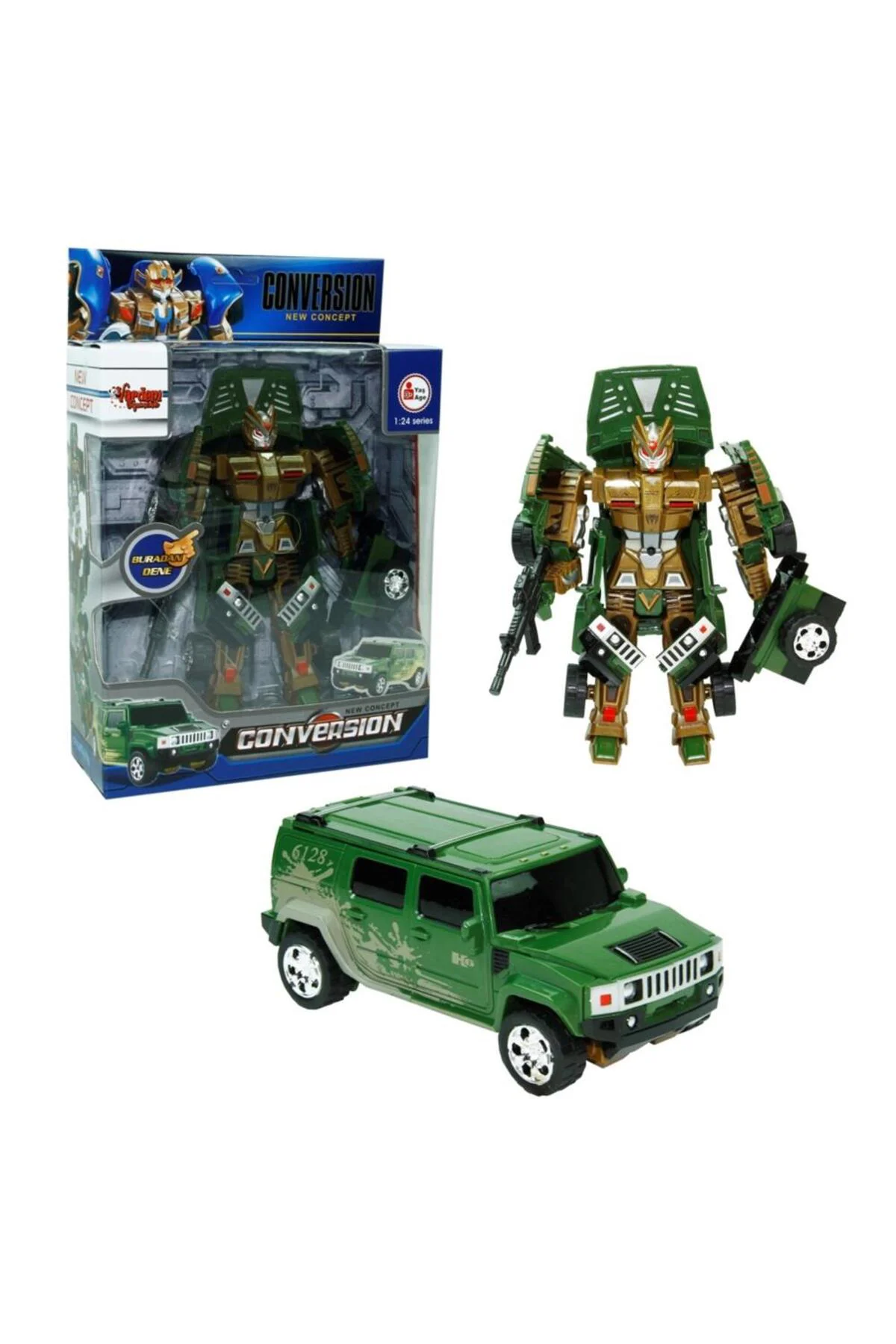 HW-899-1-2-5 KUT. DÖNÜŞEBİLEN ROBOT JEEP 1:24 -VRD