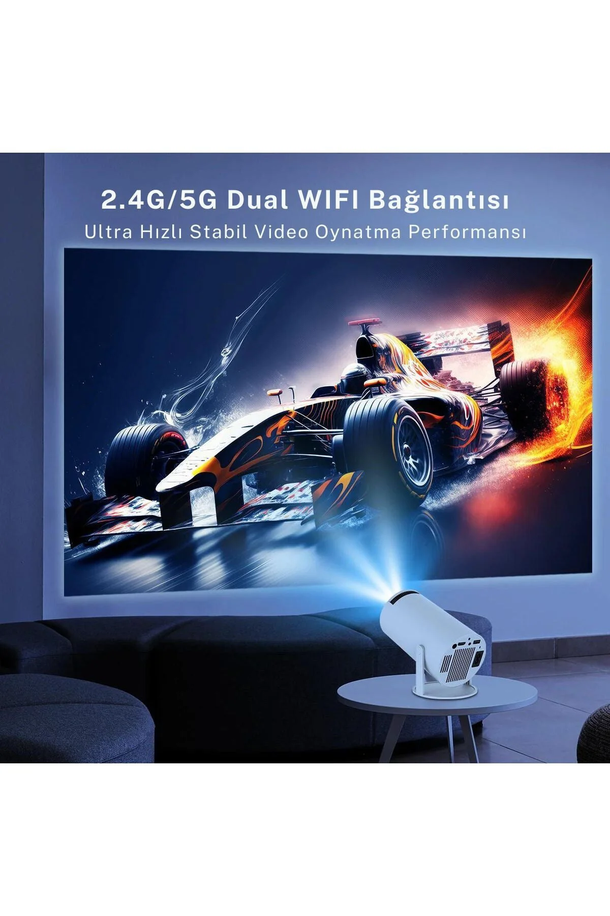 HY300 Mini Projeksiyon – 4K Destekli, Android, WiFi ve Bluetooth ile Taşınabilir Sinema Deneyimi