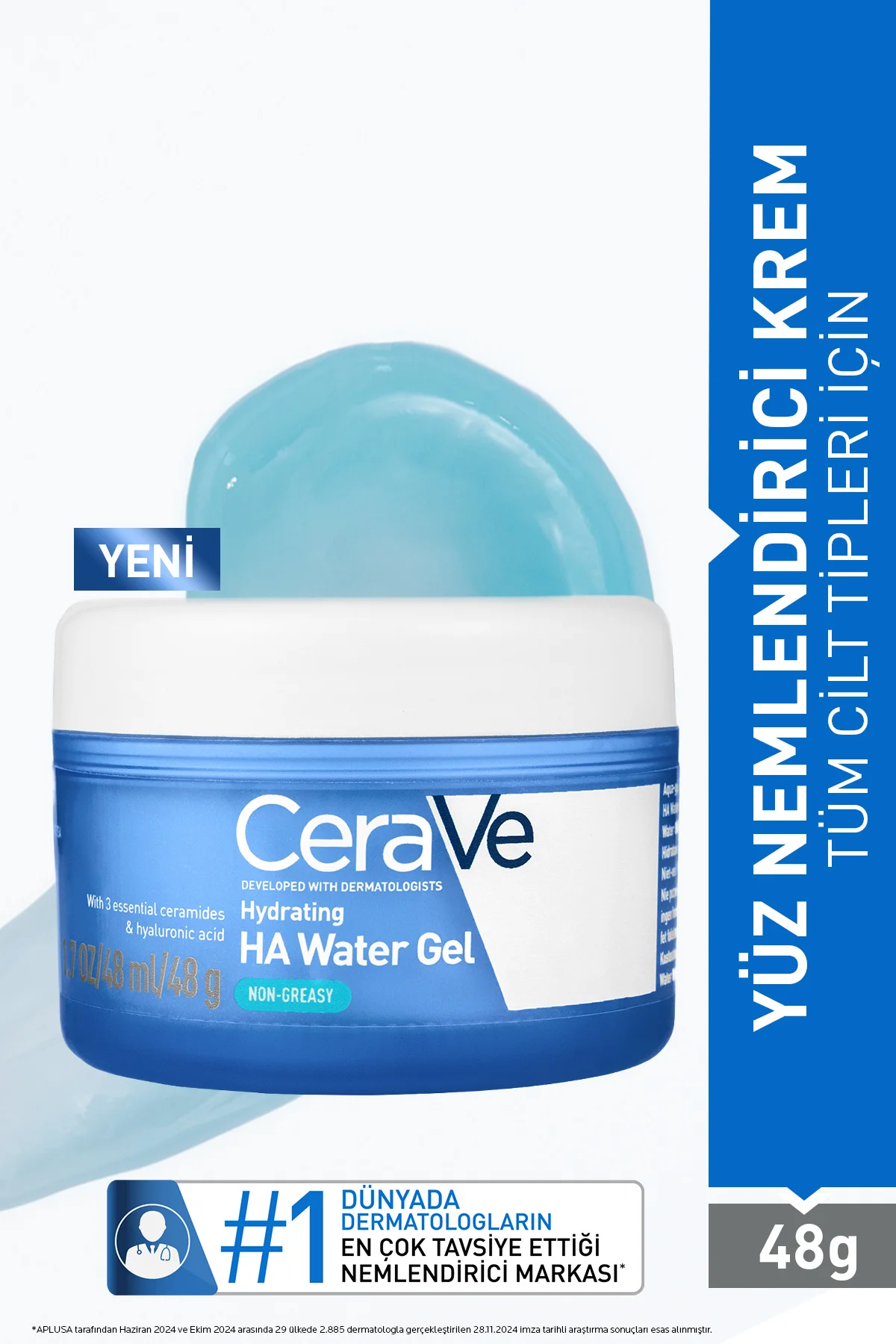 HYALÜRONİK ASİT İÇEREN SU BAZLI YÜZ NEMLENDİRİCİ KREM 48GR