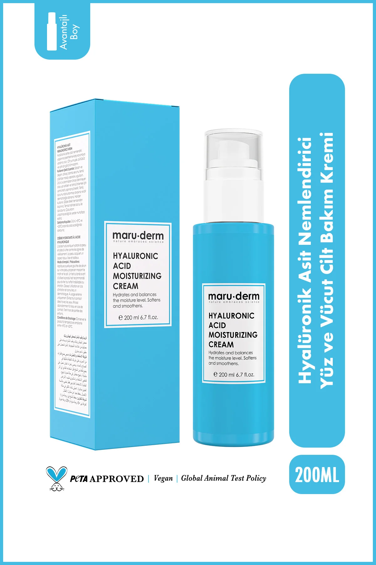 Hyalüronik Asit Nemlendirici Yüz Bakım Kremi 200 ML