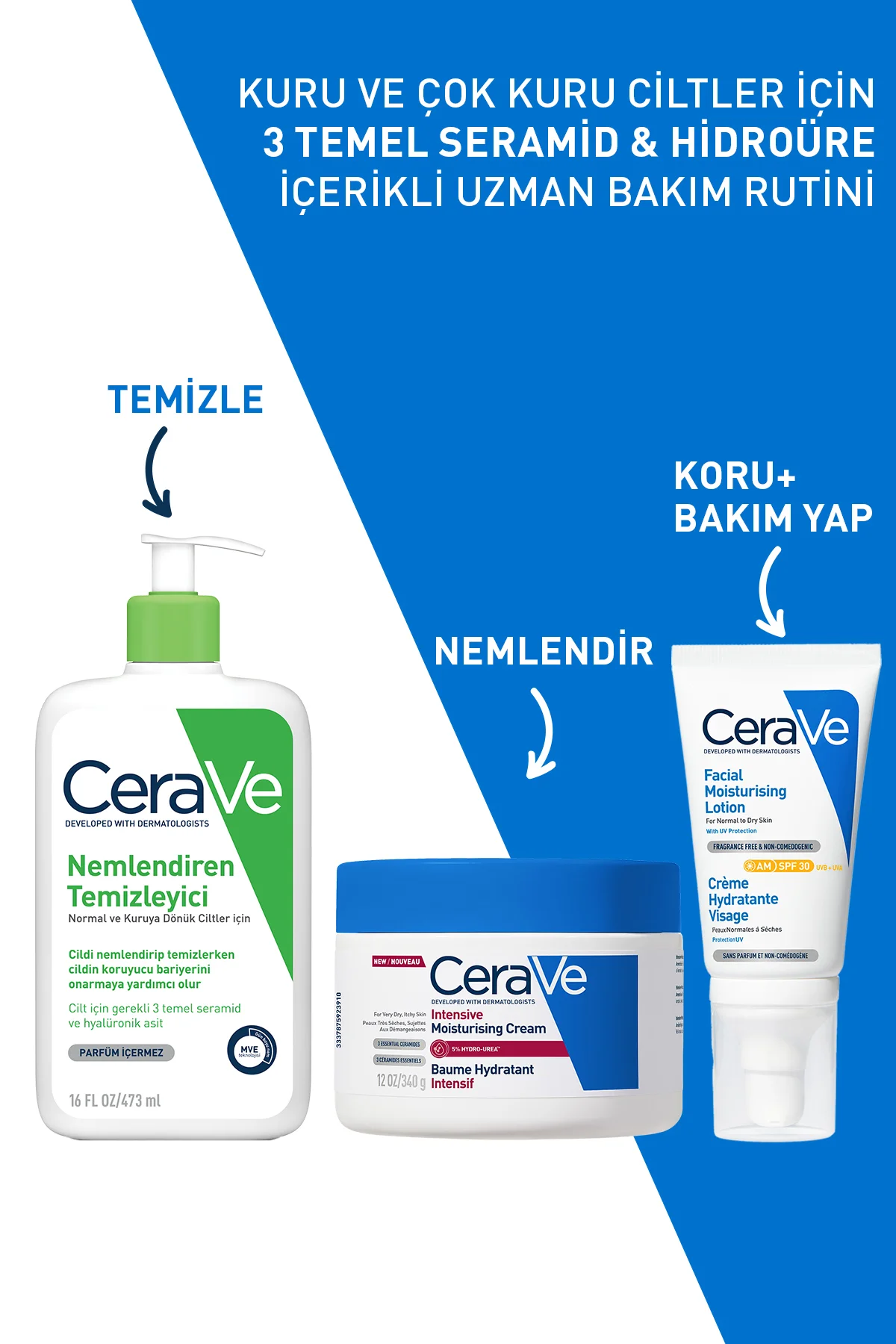 Hyalüronik Asit & Seramid & Hidro-üre İçerikli Kuru Ciltler İçin 