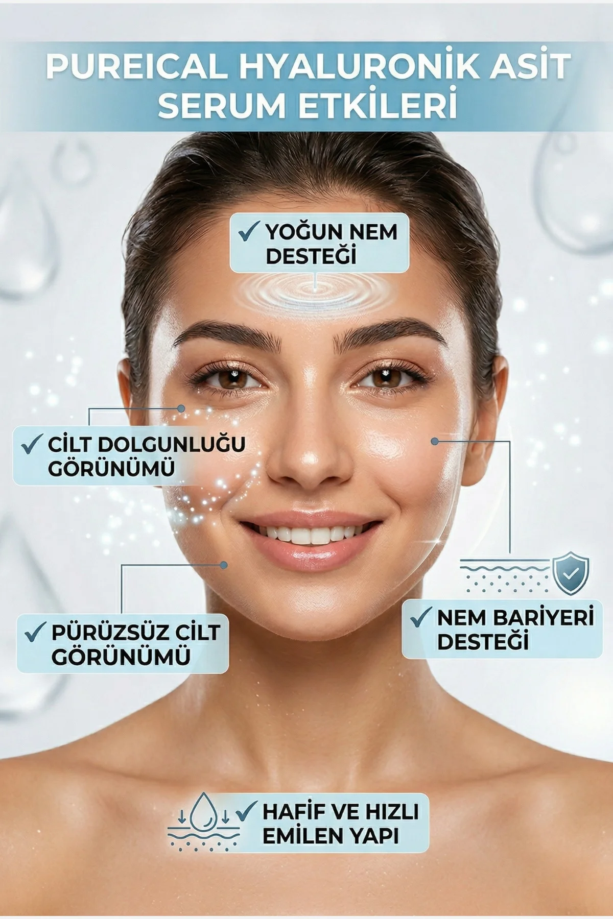 Hyaluronik Asit Serum, niacinamide, hyaluron ,%2 Hyaluronik asit, nemlendirici 30 mL