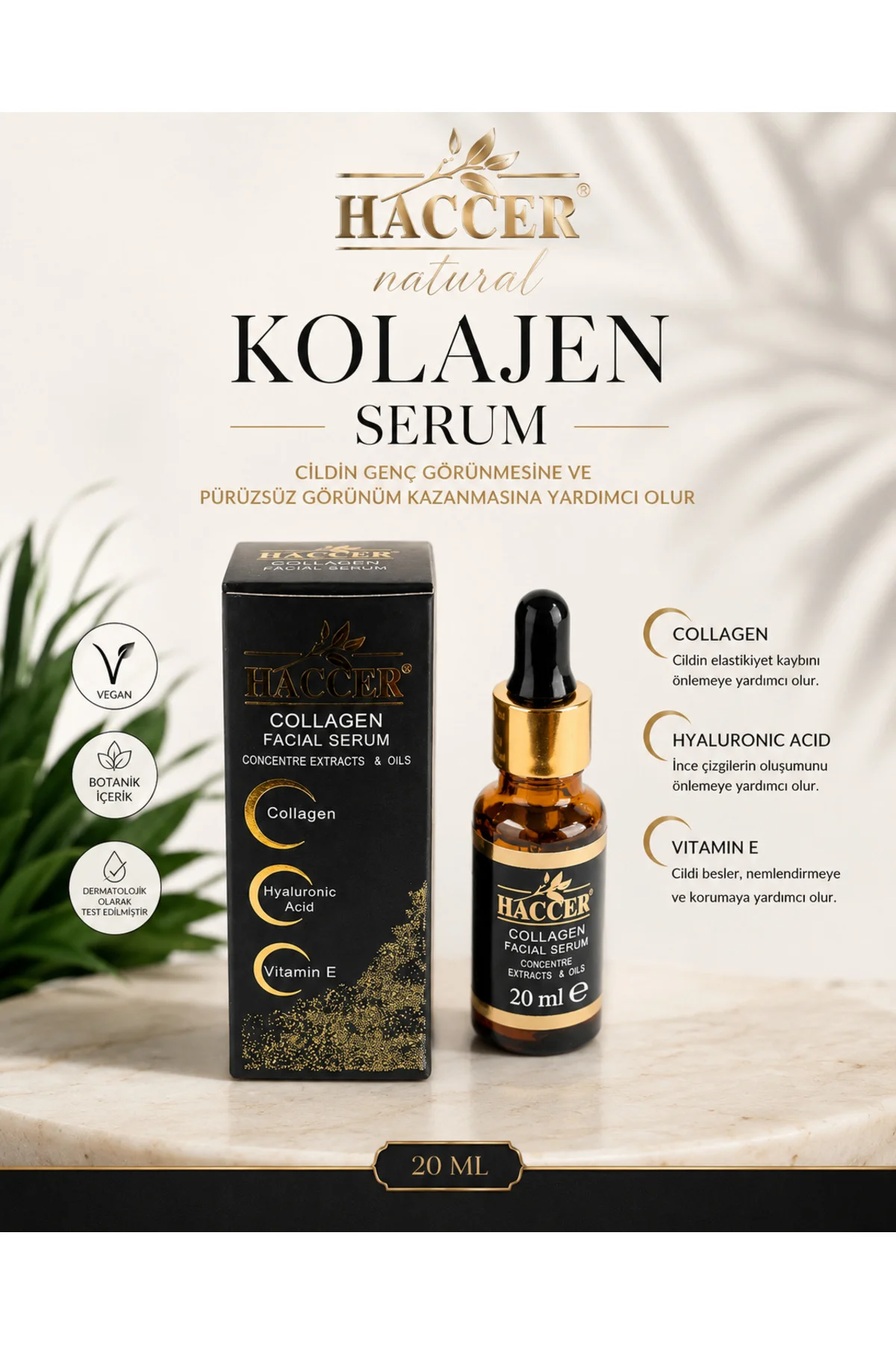 Hyaluronik Asitli, Doğal Kolajen Serum 30 ml Yüz Serumu