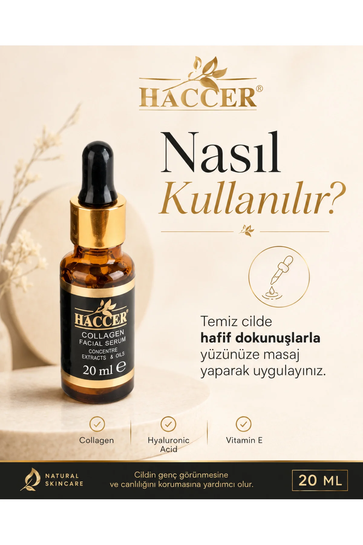 Hyaluronik Asitli, Doğal Kolajen Serum 30 ml Yüz Serumu