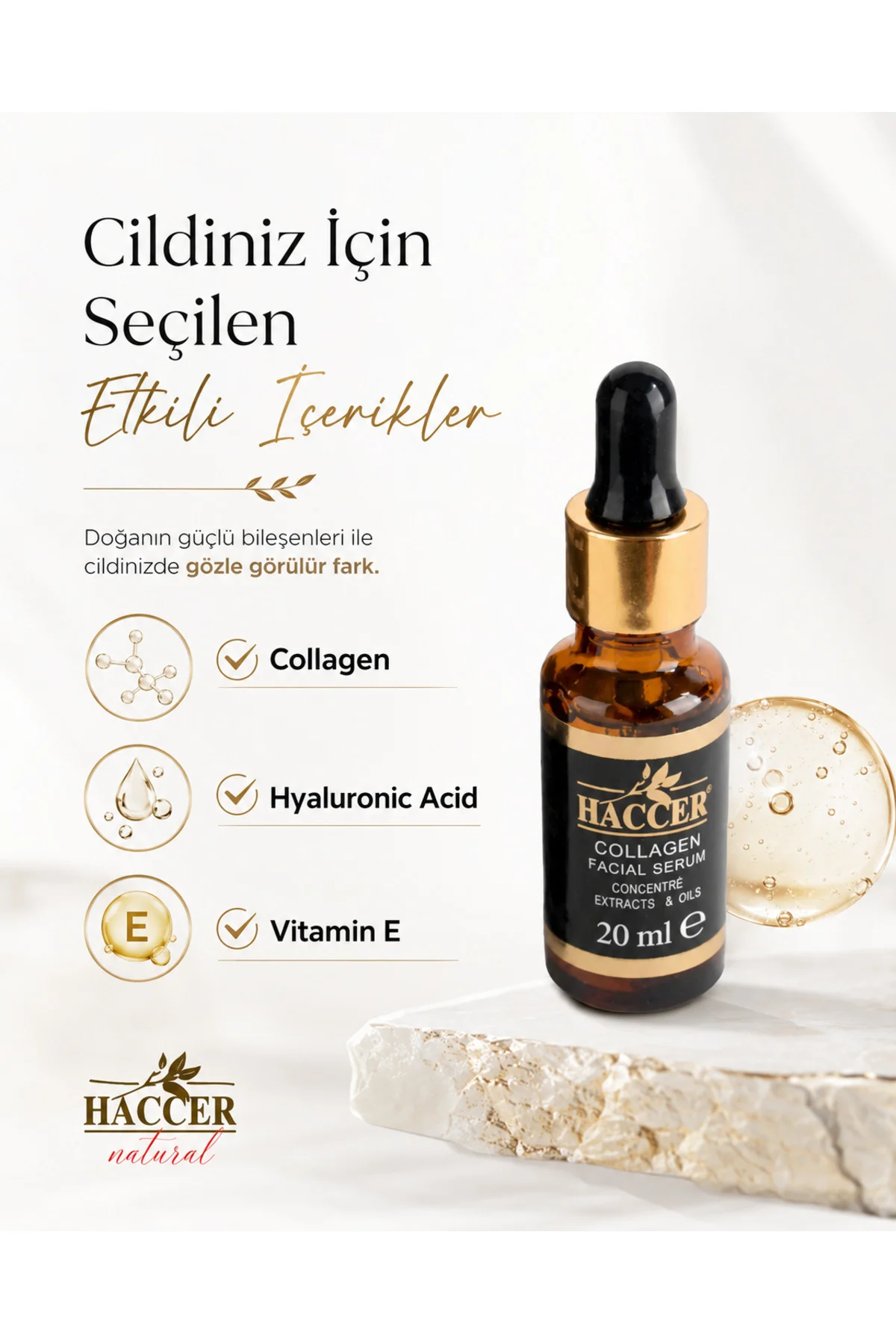 Hyaluronik Asitli, Doğal Kolajen Serum 30 ml Yüz Serumu