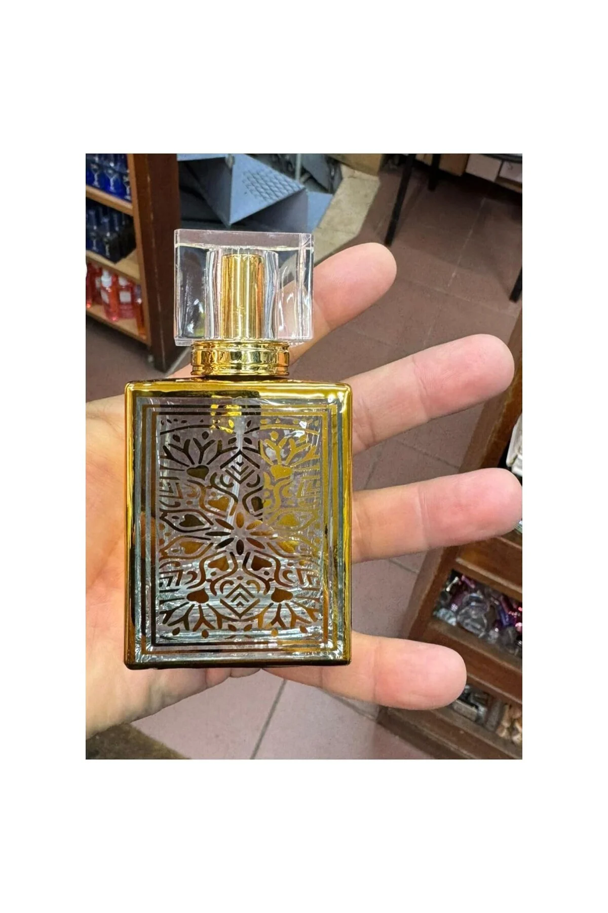 Hyd Hediyelik Doldurulabilir Cam Parfüm Şişesi 50 Ml Gold Desenli