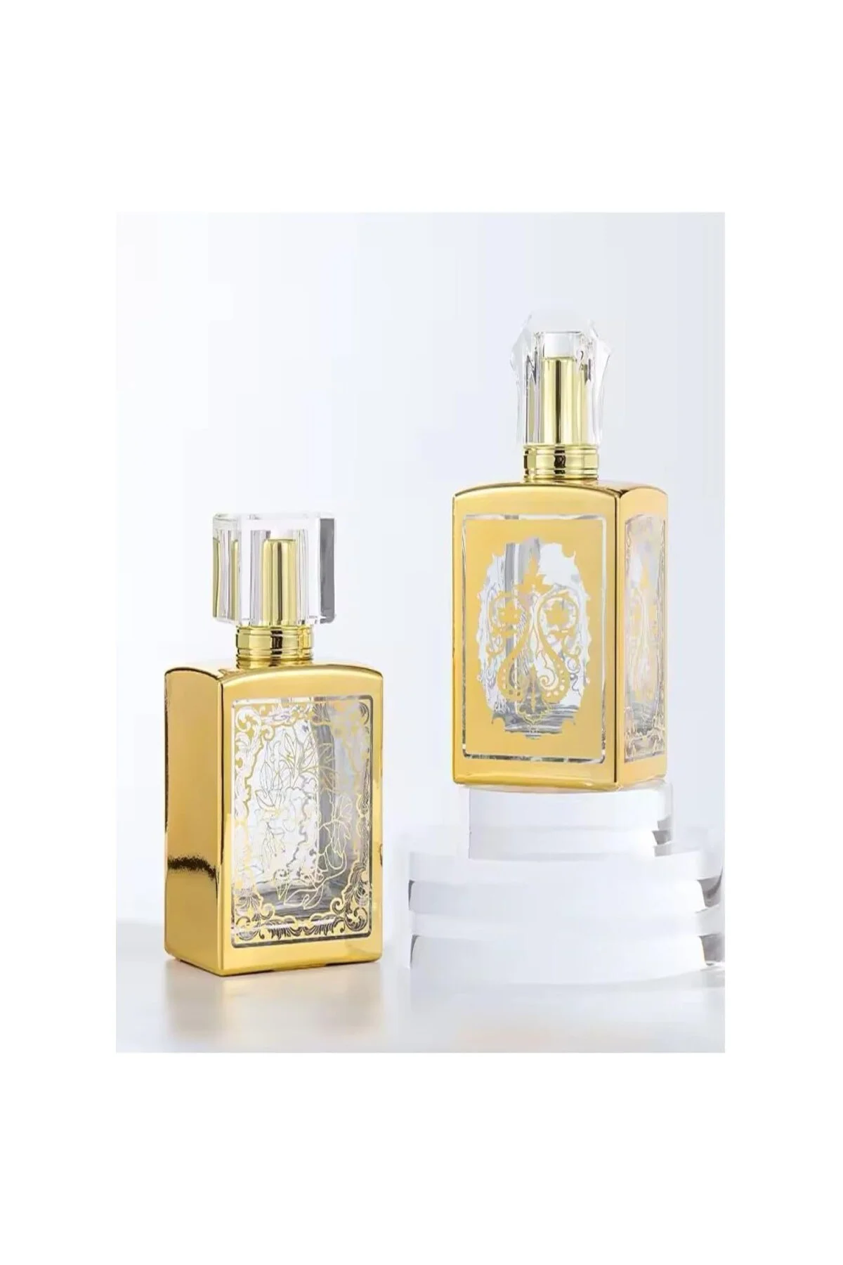 Hyd Hediyelik Doldurulabilir Cam Parfüm Şişesi 50 Ml Gold Desenli