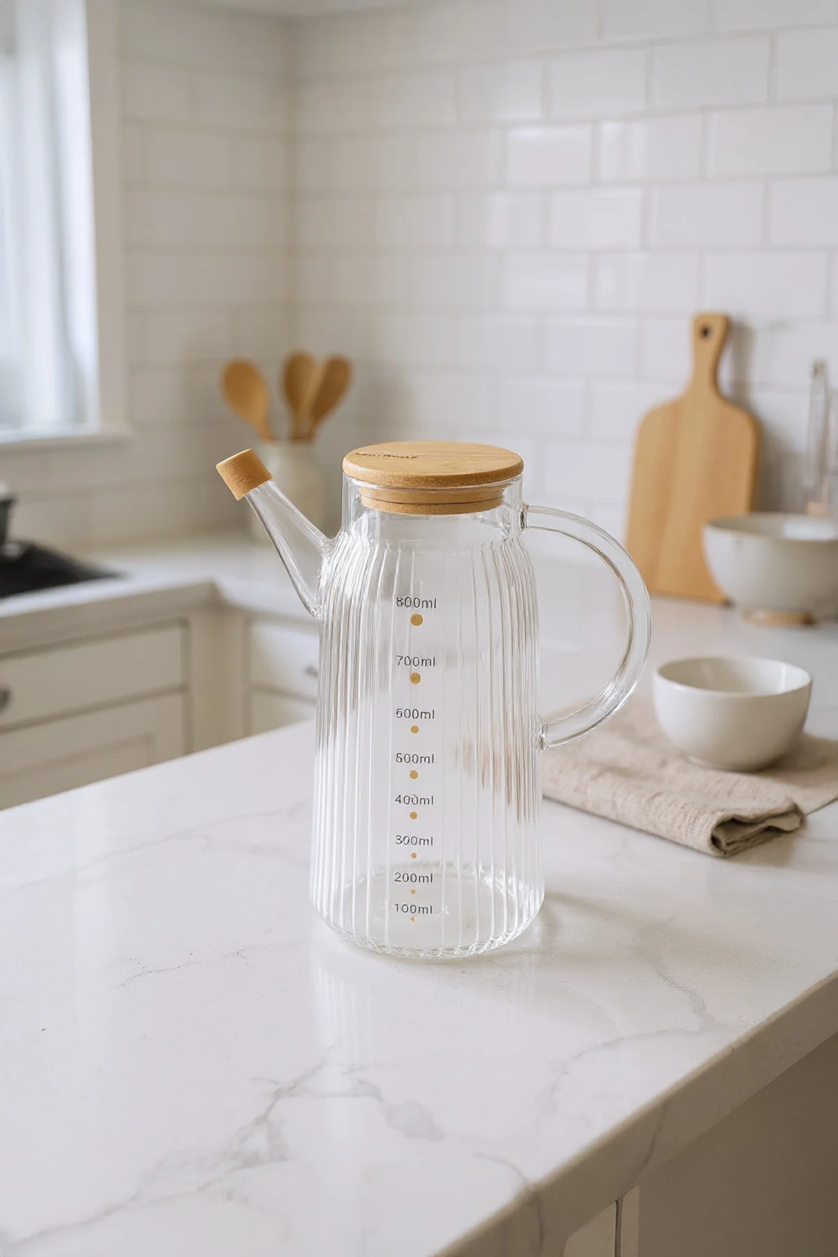 Hydro Bambu Kapaklı Cam Sürahi 900ml
