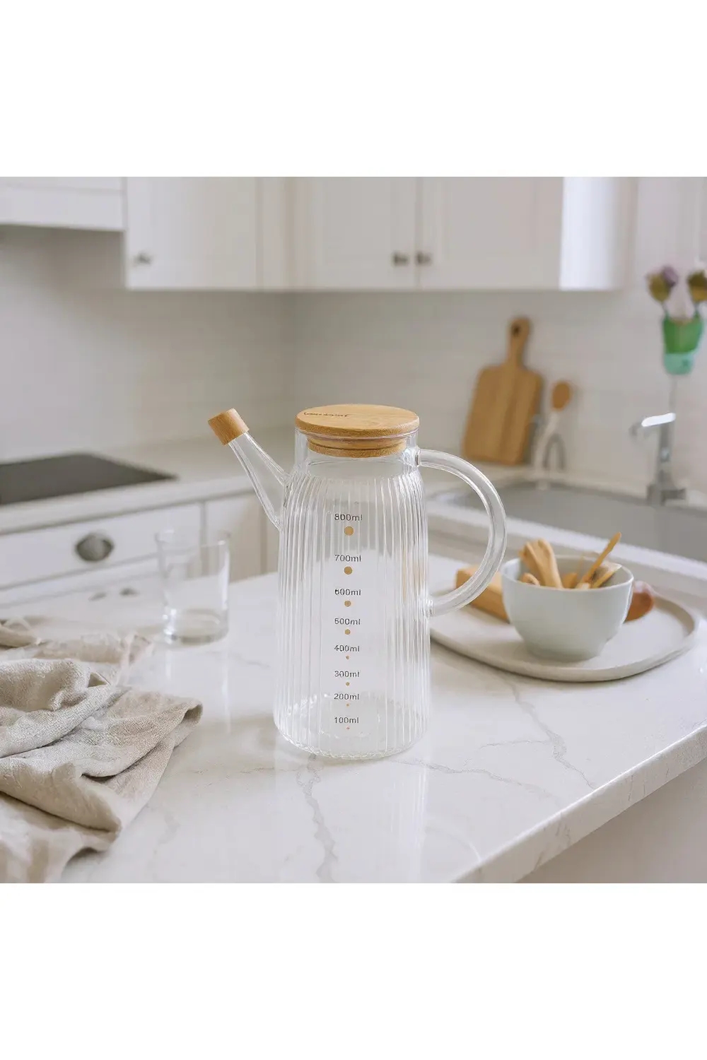 Hydro Bambu Kapaklı Cam Sürahi 900ml