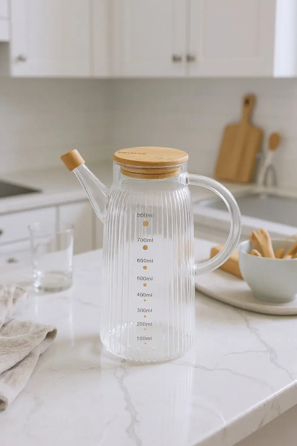 Hydro Bambu Kapaklı Cam Sürahi 900ml