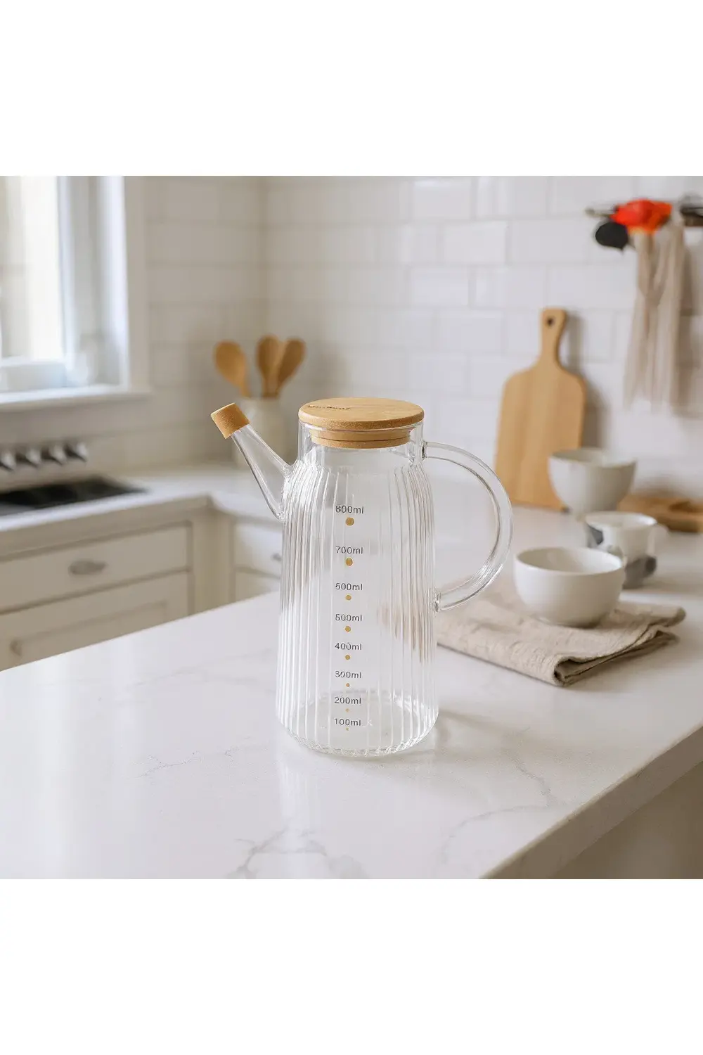 Hydro Bambu Kapaklı Cam Sürahi 900ml