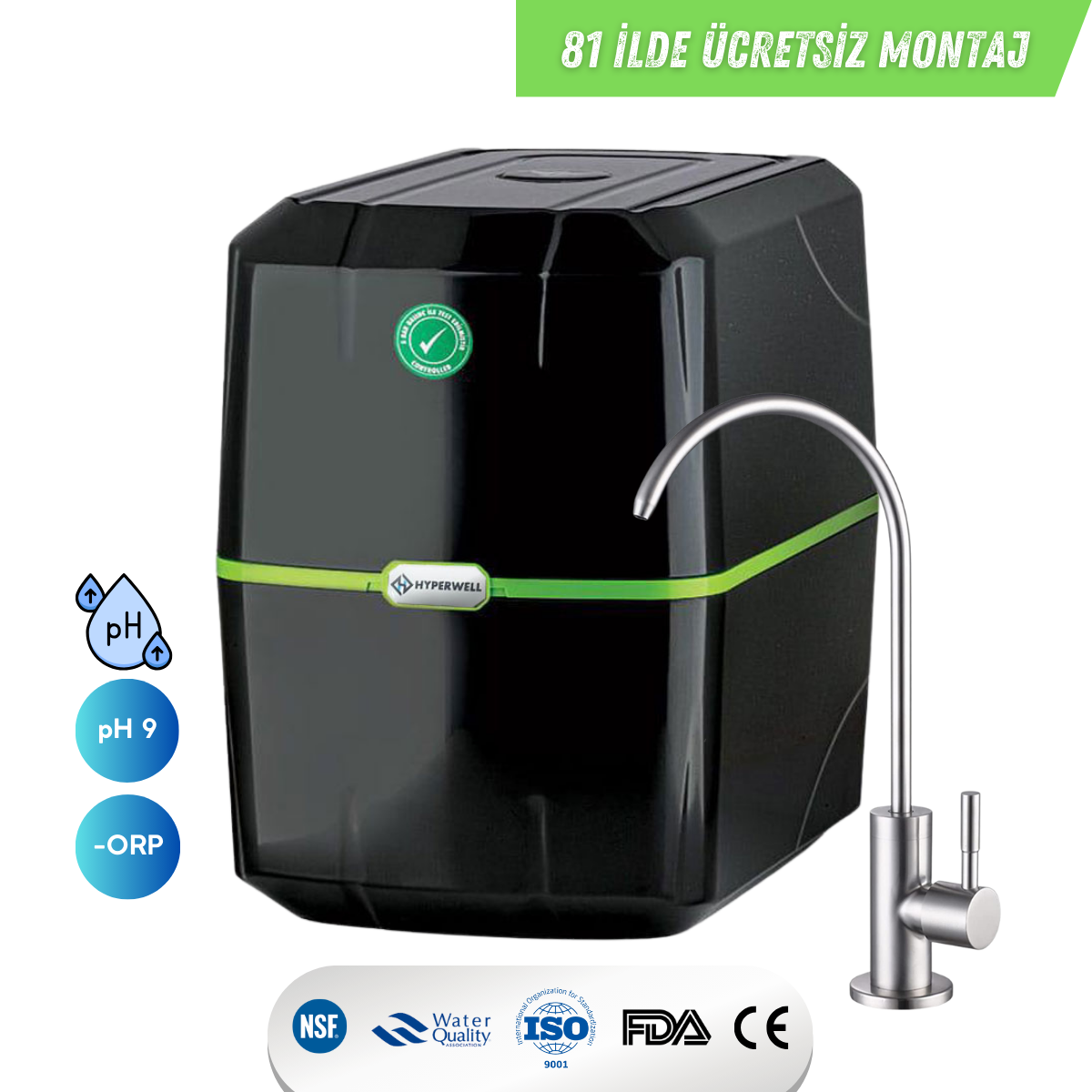 Hyperwell Premium Alkali ve Mineralli POMPALI Su Arıtma Cihazı - Hyperwell Premium Alkali ve Mineralli POMPALI Su Arıtma Cihazı -