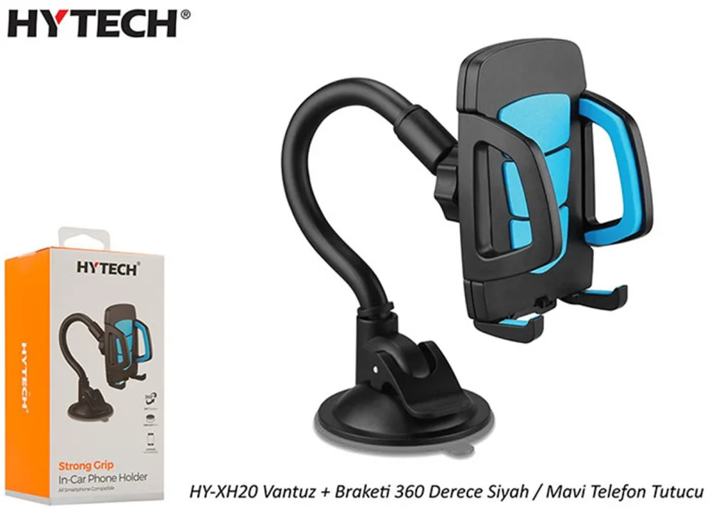 Hytech HY-XH20 Vantuz + Braketi 360 Derece Siyah-Mavi Telefon Tut