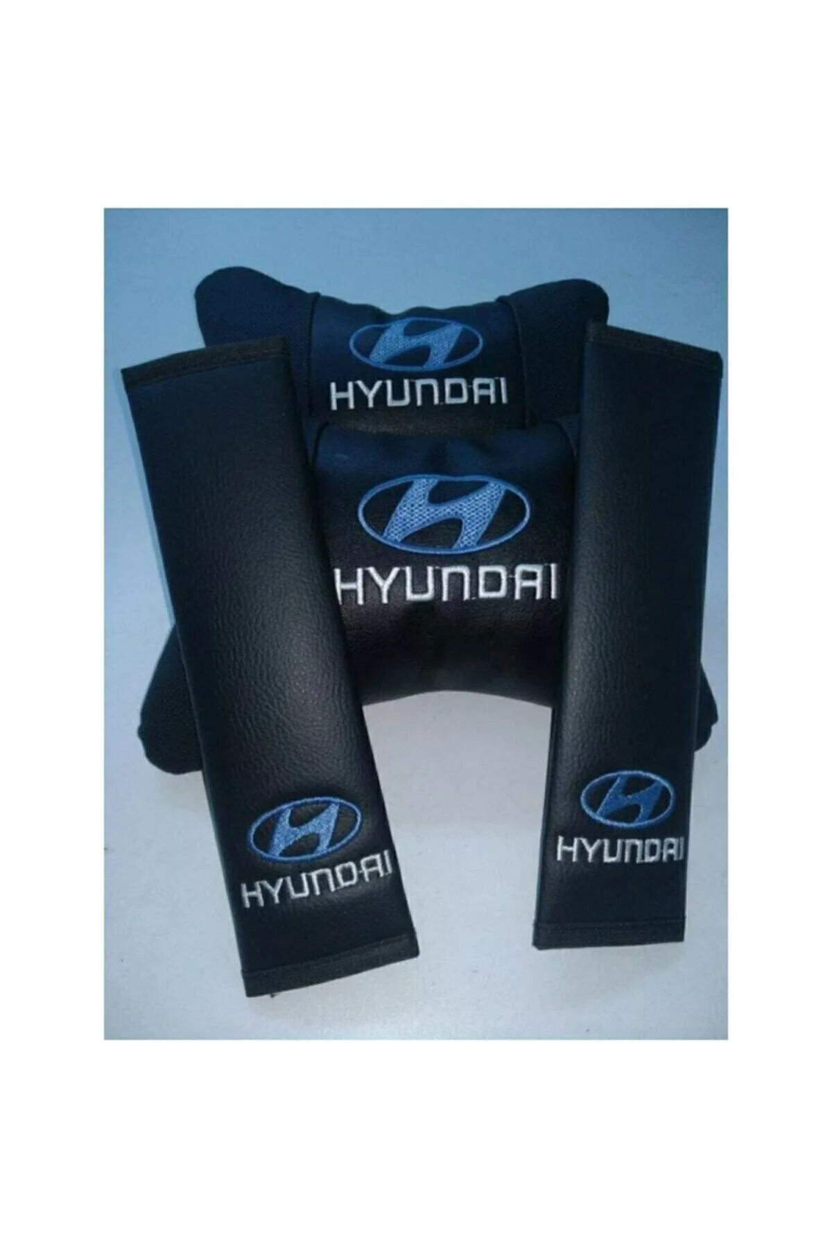 Hyundai Accent 2006-2012 Uyumlu Beyaz Nakışlı Minder + Yastık Ve Kemer - Görsel 5