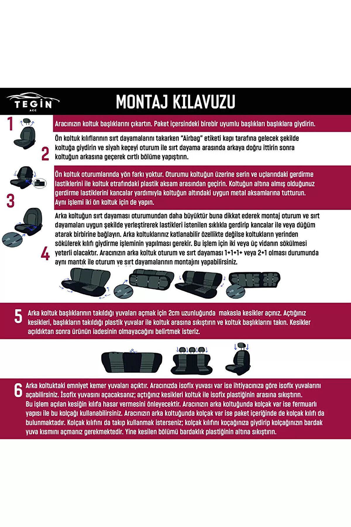 Hyundai Accent Admira Uyumlu Koltuk Kılıfı Stone Serisi - Siyah