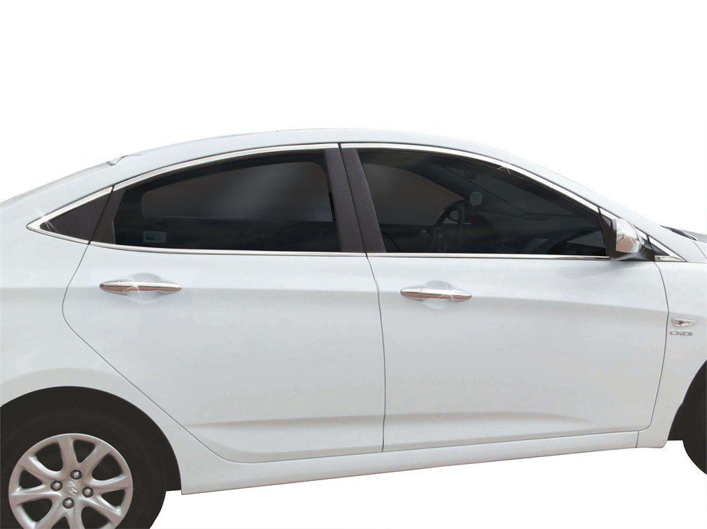 Hyundai Accent Uyumlu Blue Rb Cam Çerçevesi 14 Parça Krom 2011 Ve