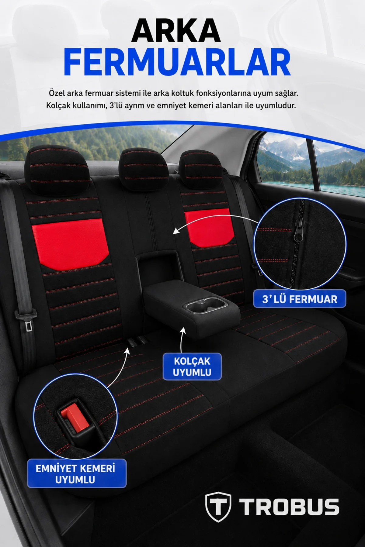 Hyundai Accent Blue 2011 Sonrası Uyumlu Veyron Serisi Siyah Kırmızı Tay Tüyü Koltuk Kılıfı