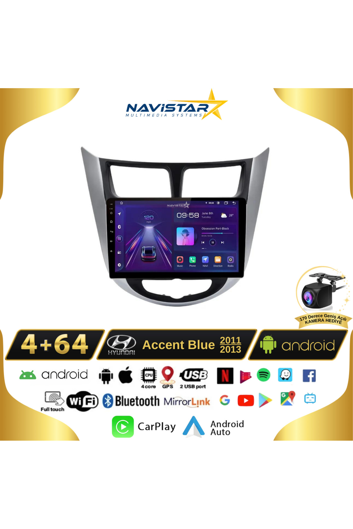 Hyundai Accent Blue 2011-2013 Model 4gb 64gb Android 13 Kablosuz Hyundai Accent Blue 2011-2013 Model 4gb 64gb Android 13 Kablosuz