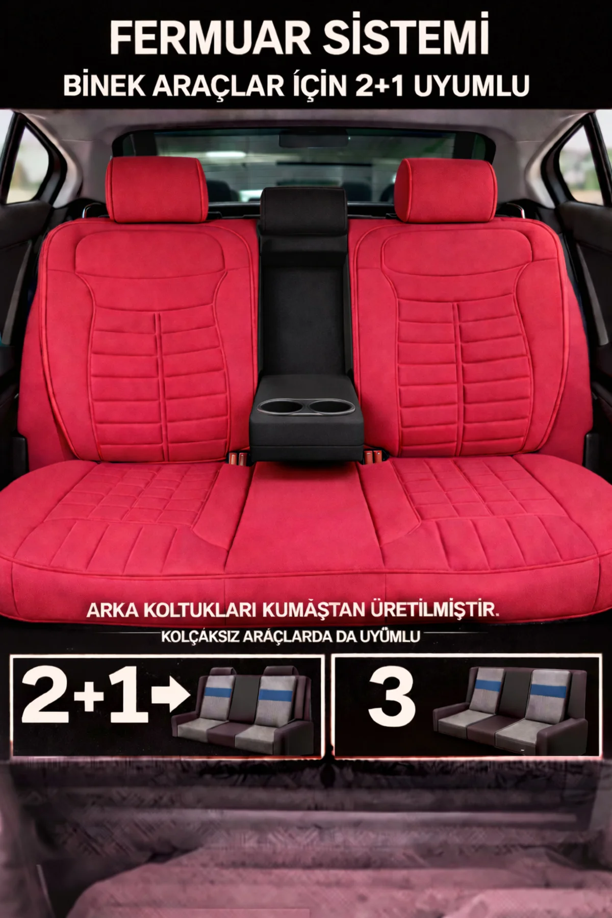 Hyundai Accent Era 2006-2011 Uyumlu Mira Serisi Kırmızı 5'li Oto Koltuk Minderi