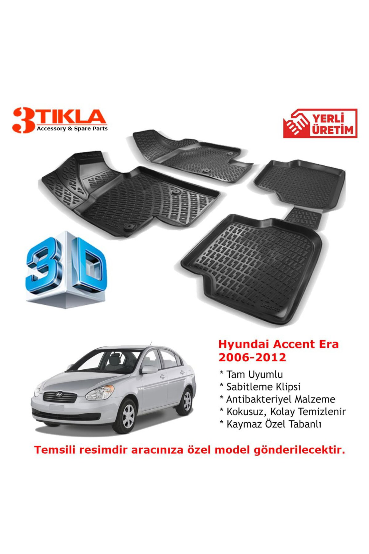 Hyundai Accent Era 2006-2012 Premium 3D Havuzlu Paspas Seti Hyundai Accent Era 2006-2012 Premium 3D Havuzlu Paspas Seti