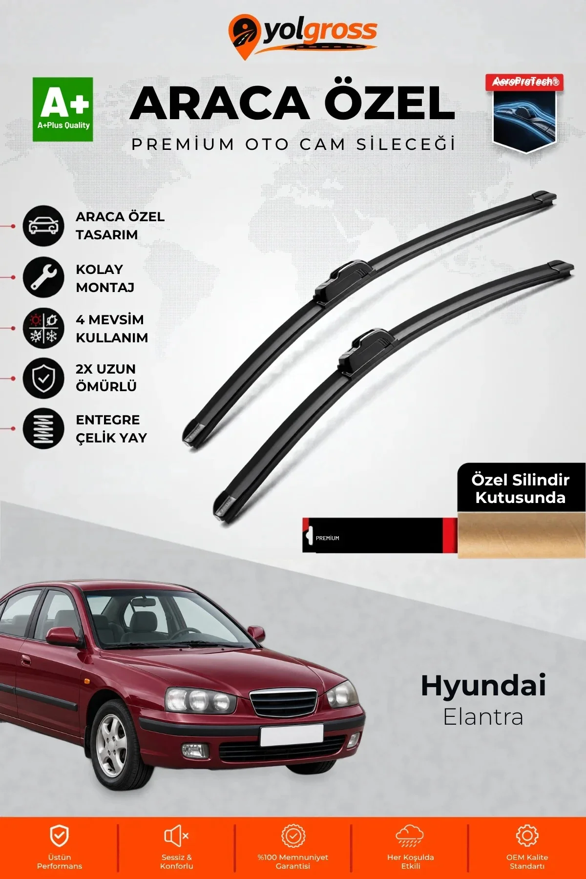 Hyundai Elantra Ön Cam Silecek Seti 2000-2006 Premium Araca Özel 50-45 Cm A+ Kalite