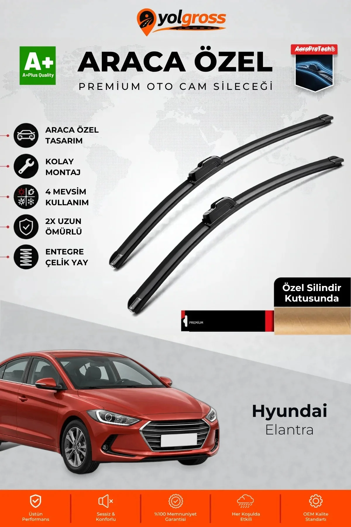 Hyundai Elantra Ön Cam Silecek Seti 2015-2020 Premium Araca Özel 65-40 Cm A+ Kalite