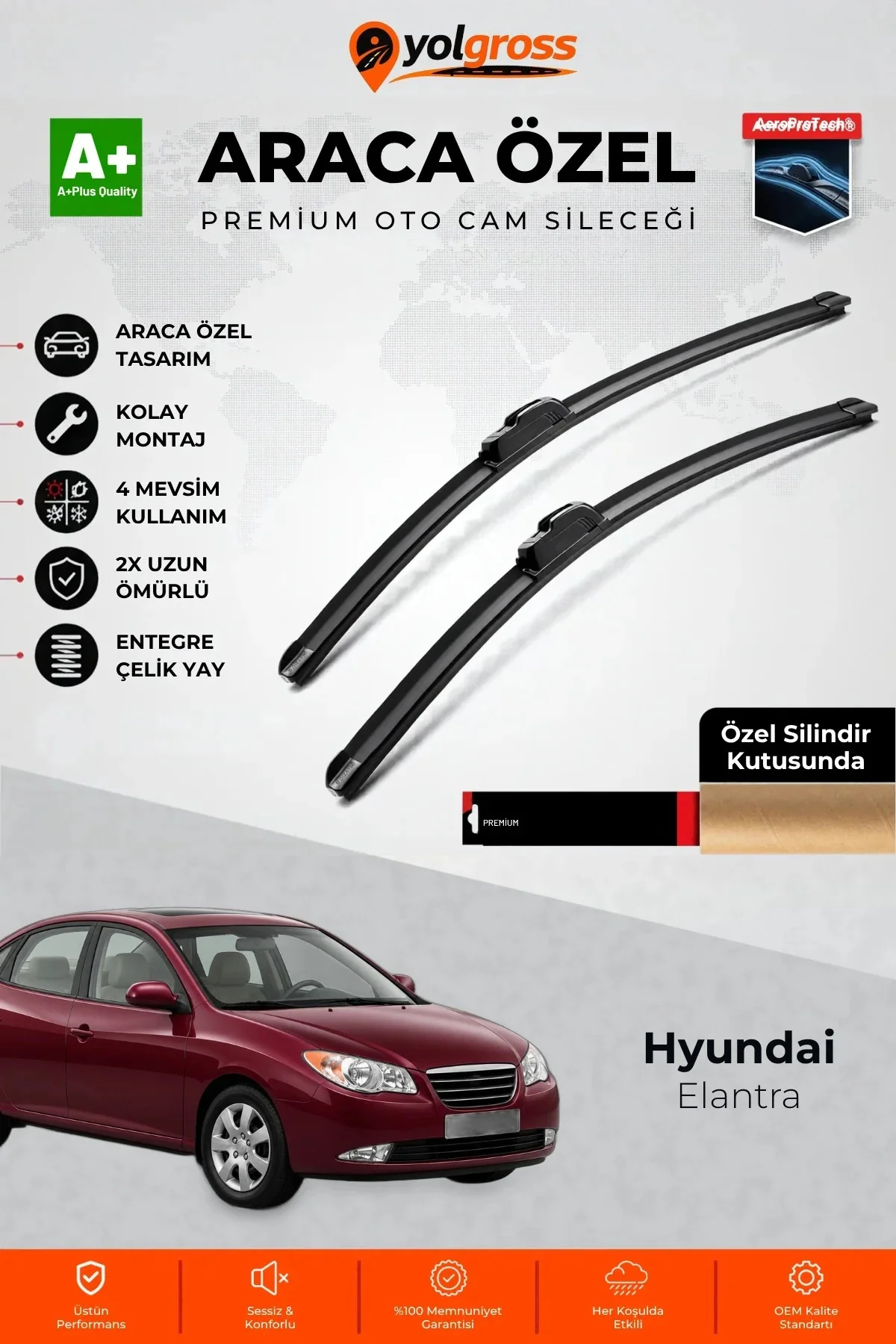Hyundai Elantra Ön Cam Silecek Seti 2006-2010 Premium Araca Özel 50-45 Cm A+ Kalite Hyundai Elantra Ön Cam Silecek Seti 2006-2010 Premium Araca Özel 50-45 Cm A+ Kalite