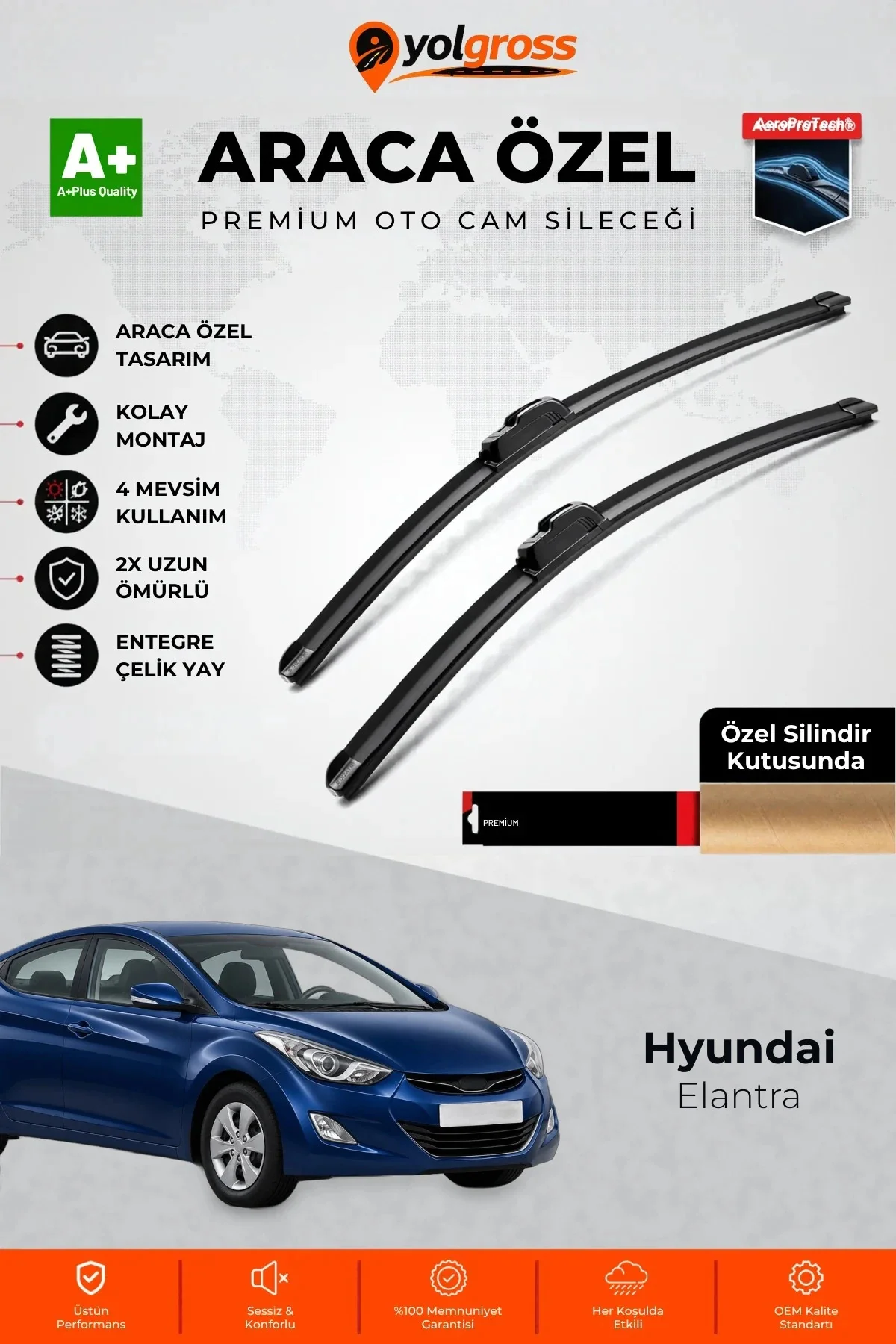 Hyundai Elantra Ön Cam Silecek Seti 2011-2015 Premium Araca Özel 65-35 Cm A+ Kalite