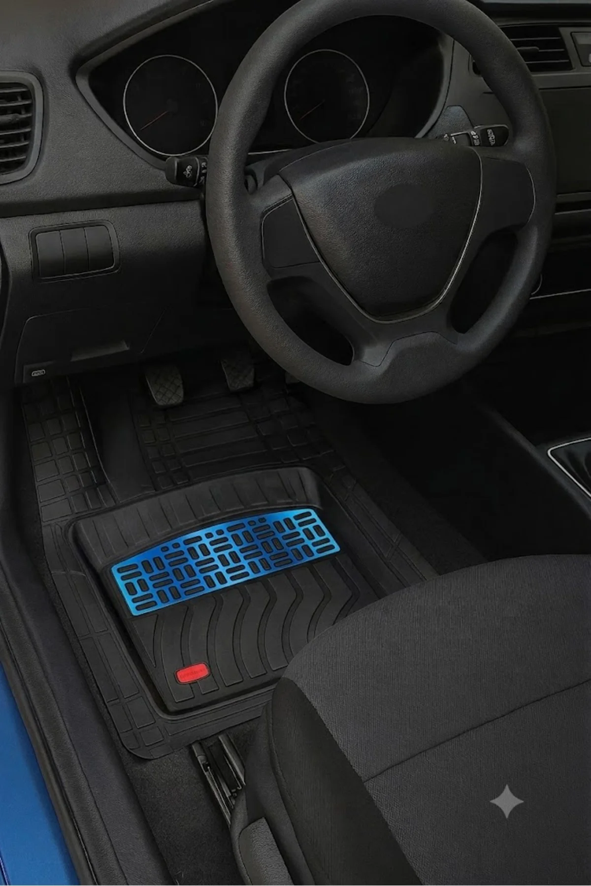 Hyundai Elantra Sedan 2023 Uyumlu 4 Cm Derin Havuzlu 3D Universal Oto Paspas Siyah-Mavi