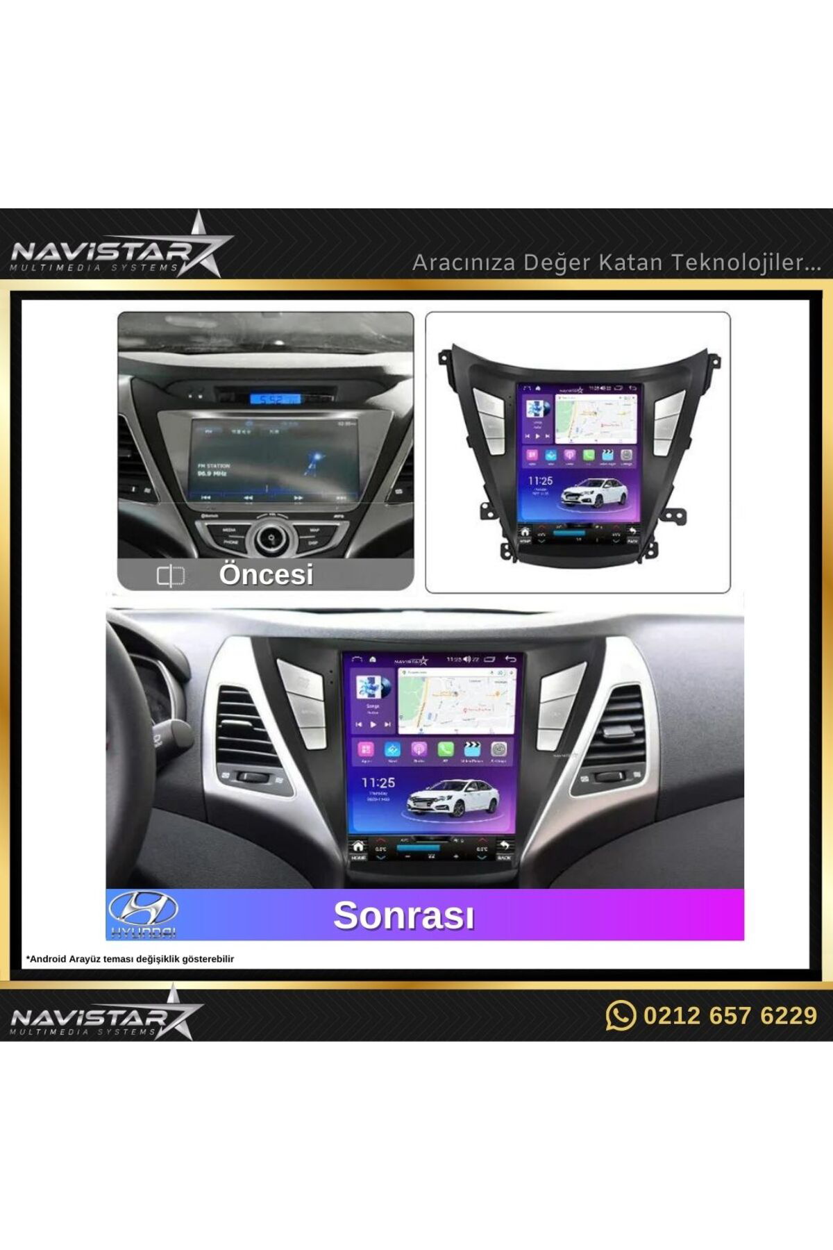 Hyundai Elantra Tesla 4gb 64gb 2012-2015 Model Kablosuz Carplay N