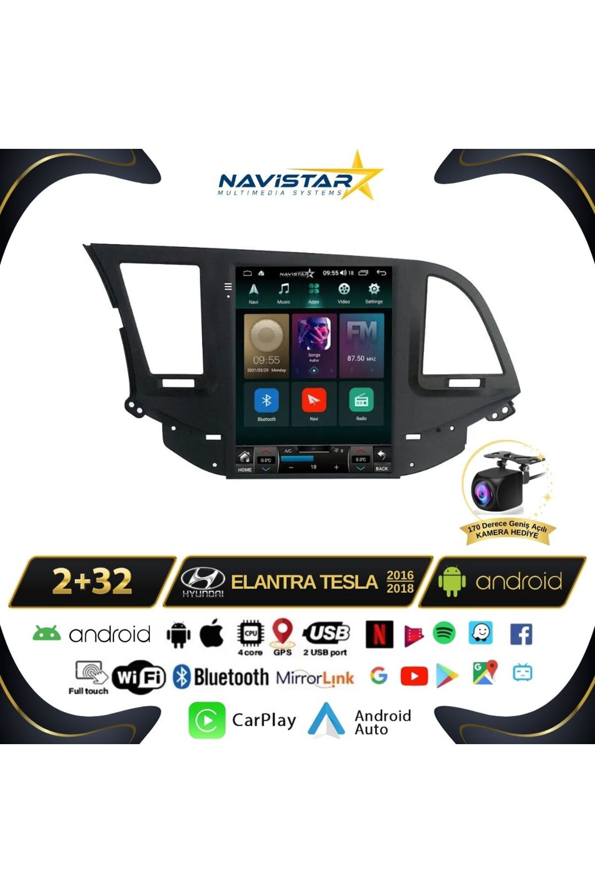 Hyundai Elantra Tesla 2016-2018 Model 2gb 32gb Kablosuz Carplay N Hyundai Elantra Tesla 2016-2018 Model 2gb 32gb Kablosuz Carplay N