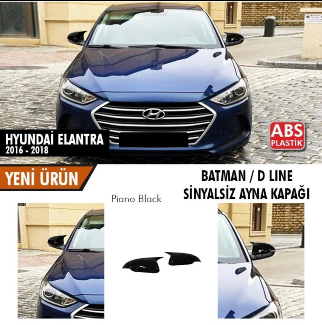 Hyundai Elantra Uyumlu (2016-2018) Batman Ayna Kapağı (Parlak Siy