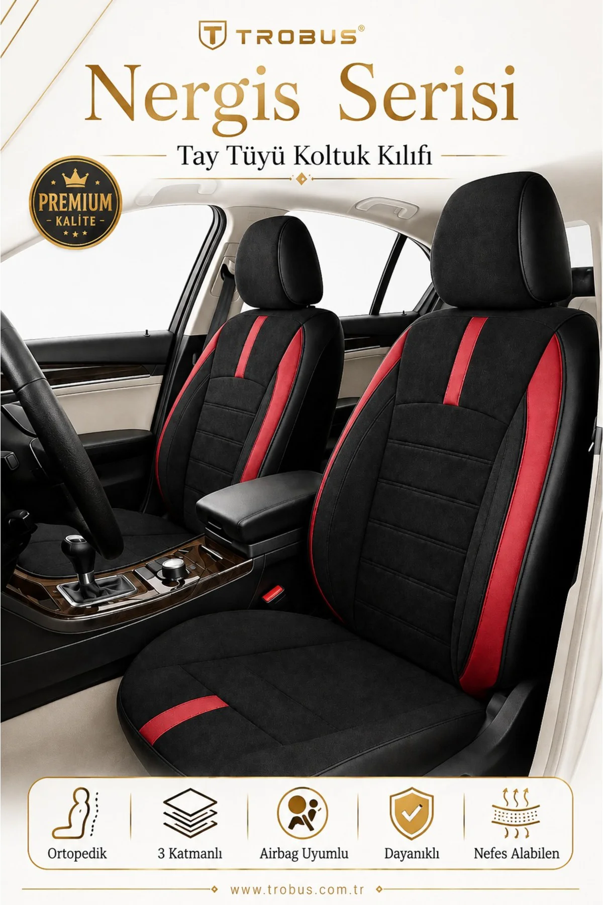 Hyundai Elentra 2003 2004 2005 2006 2007 2008 Uyumlu Kırmızı Nergis Serisi Ortopedik Tay Tüyü