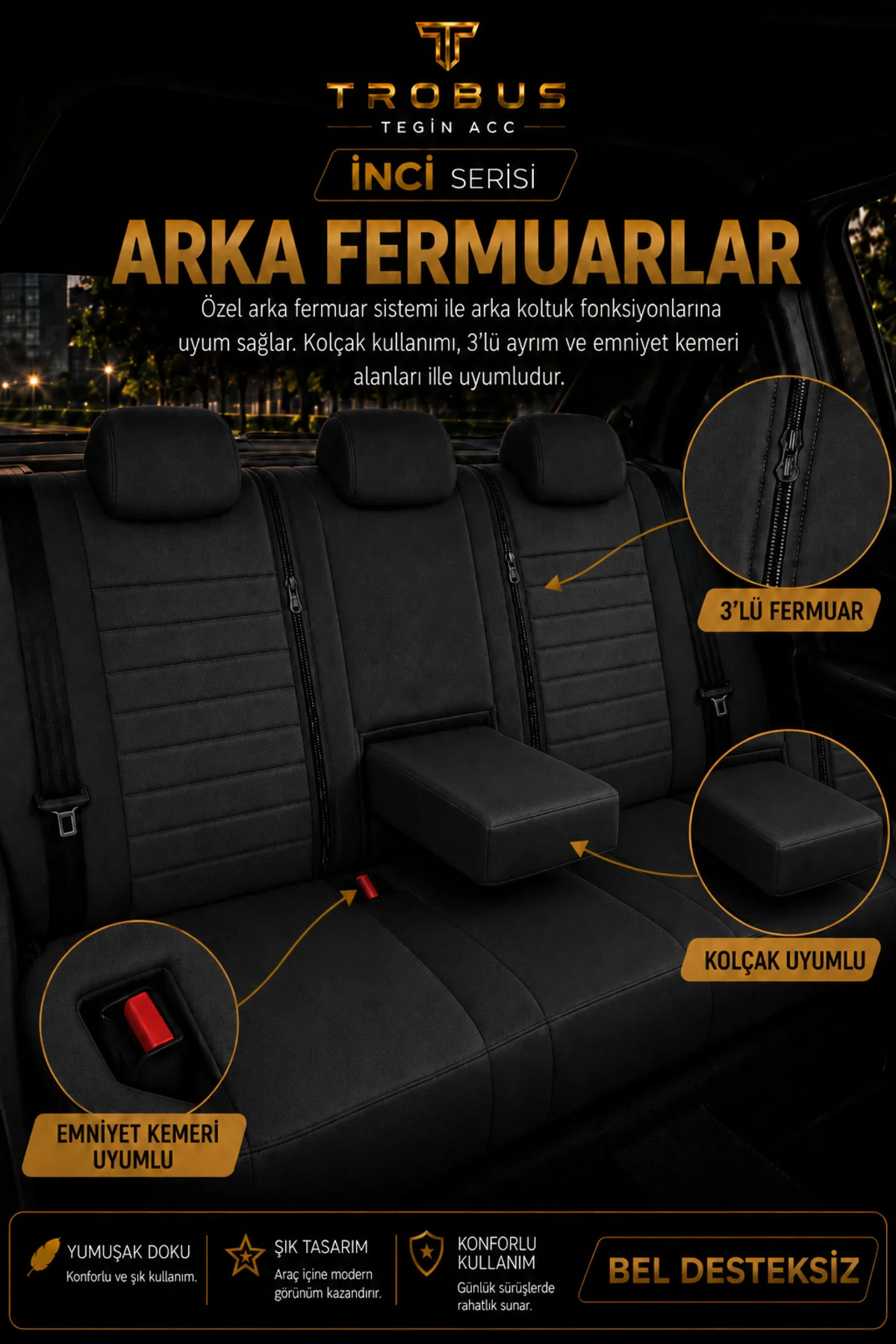 Hyundai Elentra 2011-2015 Uyumlu İnci Serisi Tay Tüyü Oto Koltuk Kılıfı Siyah Beyaz